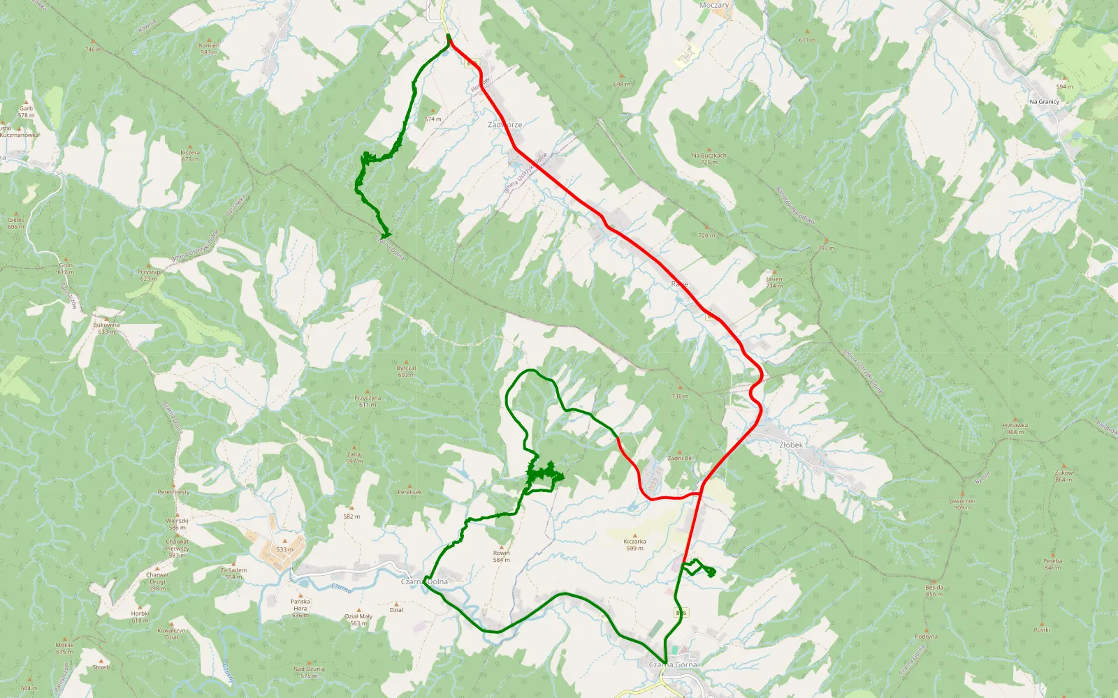 Map of Krzemień urodziny Artka dzień drugi sierpień 2024 - 37.4 km offroad trail, Bieszczady County