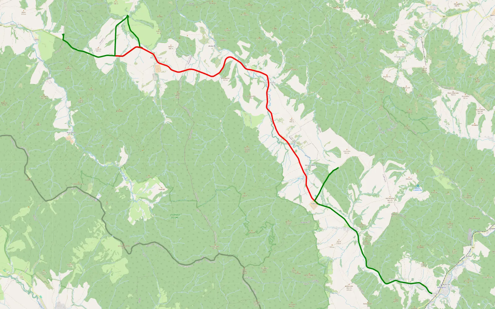 Map of Wola Niżna - Komańcza - 19.1 km offroad trail, Sanok County