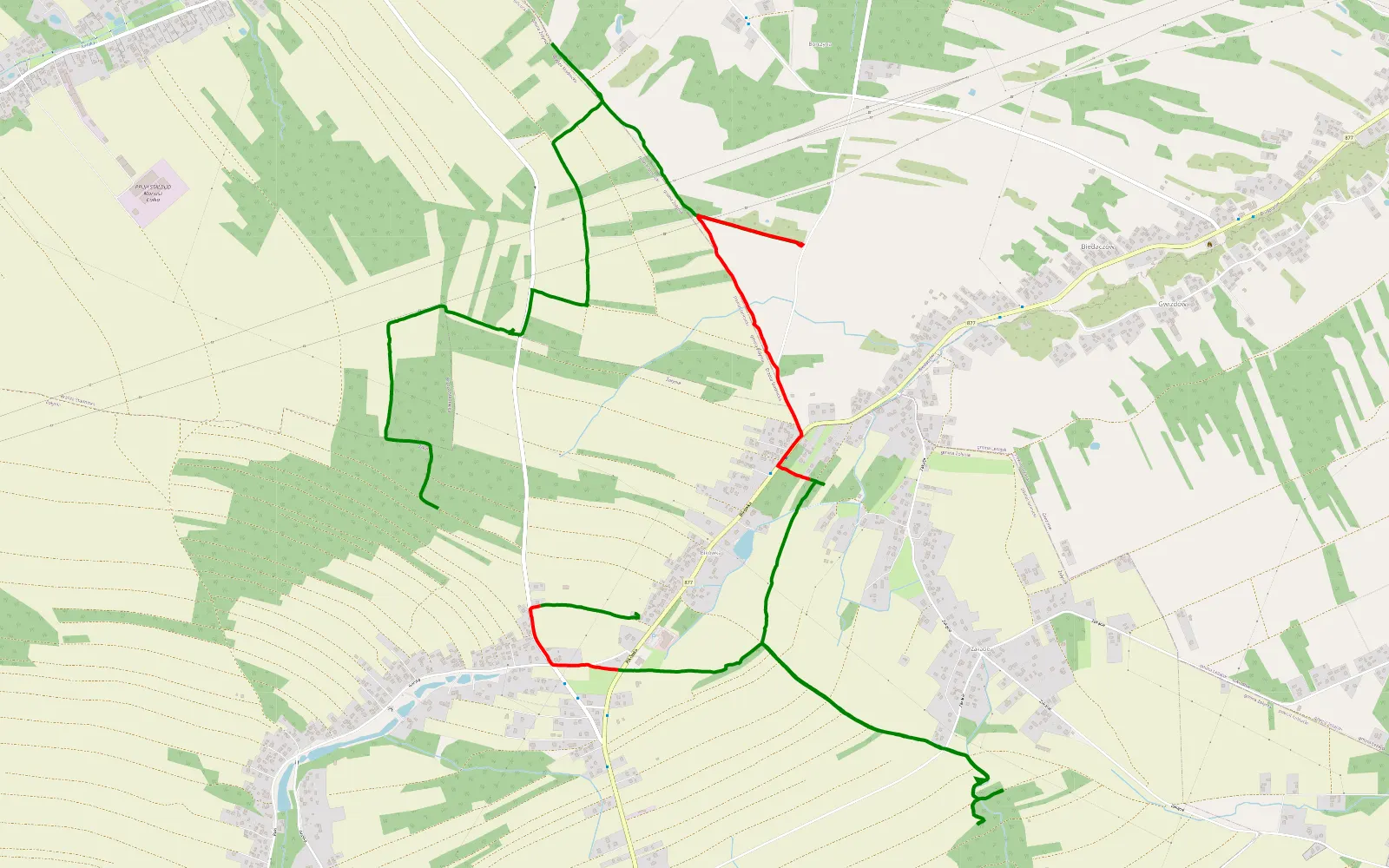 Mapa trasy Brzóza Stadnicka - Żołynia - 10 km trasy offroad, Powiat Łańcucki