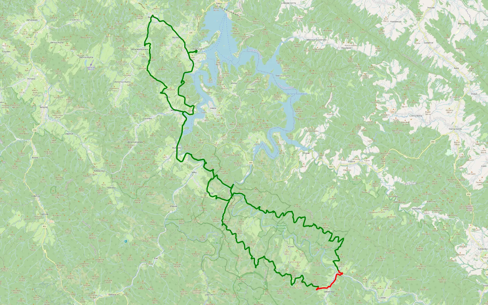 Map of Jeep Wolfland’22 Day2 - 47.7 km offroad trail, Bieszczady County