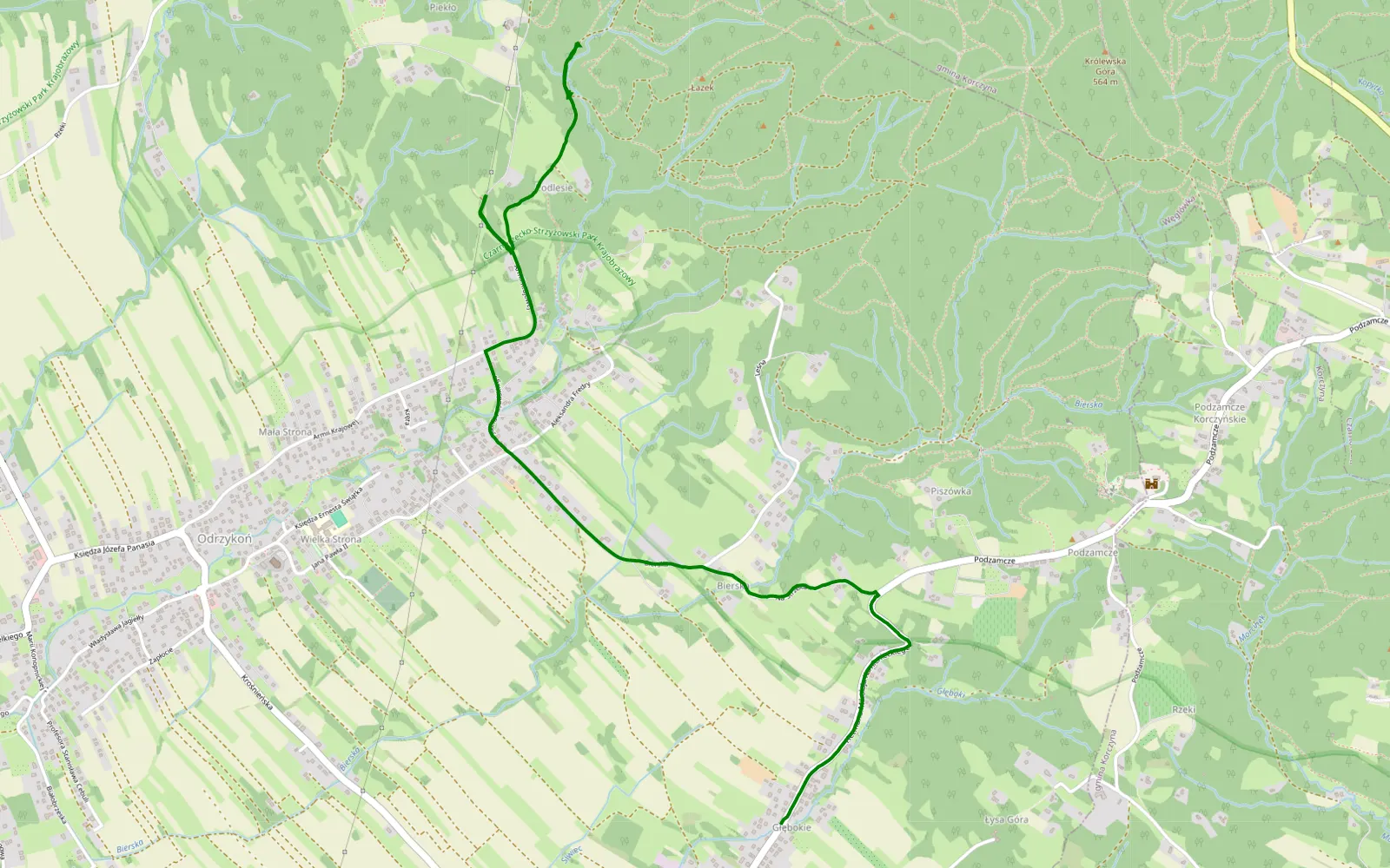 Map of Sporne - Odrzykoń - 0.7 km offroad trail, Krosno County