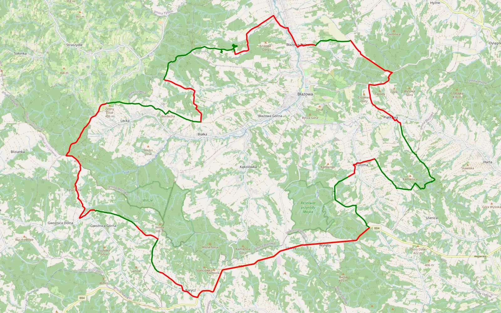 Mapa trasy Pathfinders - 56.7 km trasy offroad, Powiat Rzeszowski