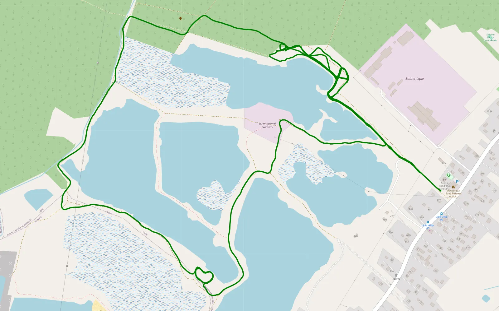 Mapa trasy Lipie 1 - 6.4 km trasy offroad, Powiat Rzeszowski