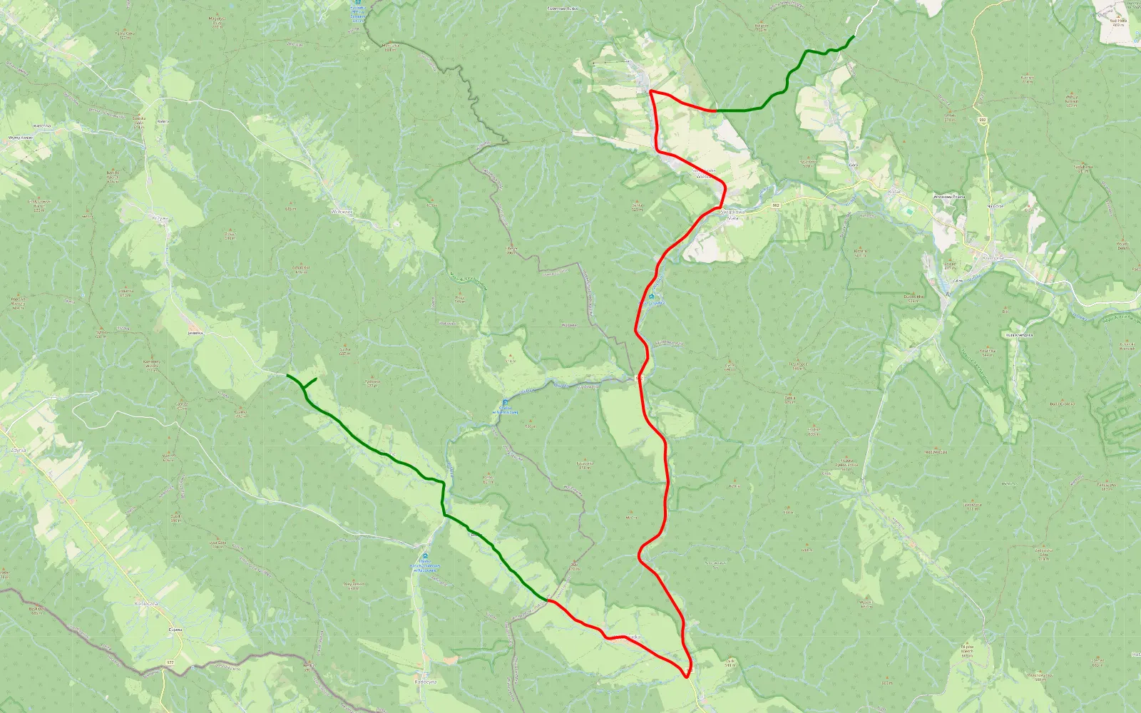 Map of Tras 2 - 24.4 km offroad trail, Gorlice County