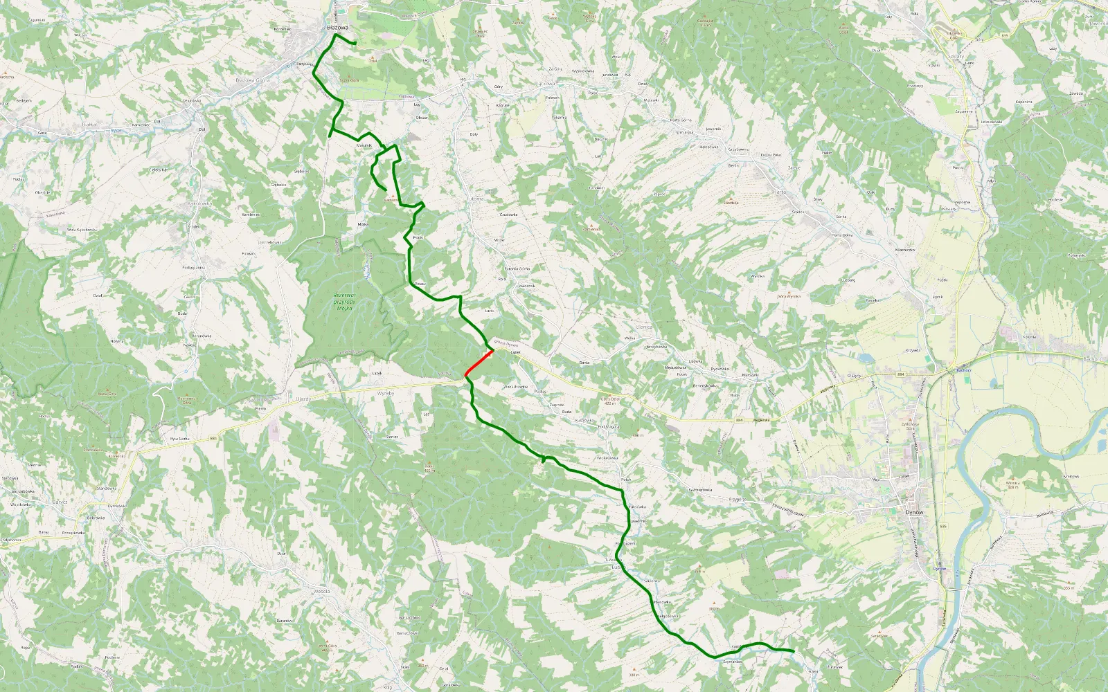 Mapa trasy Błaż-Road - 12.1 km trasy offroad, Powiat Rzeszowski