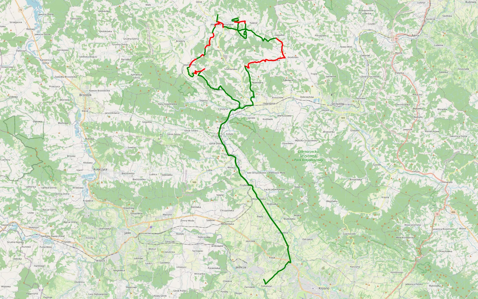 Mapa trasy Turaszówka - Dobieszyn - 51.1 km trasy offroad, Powiat Ropczycko-sędziszowski