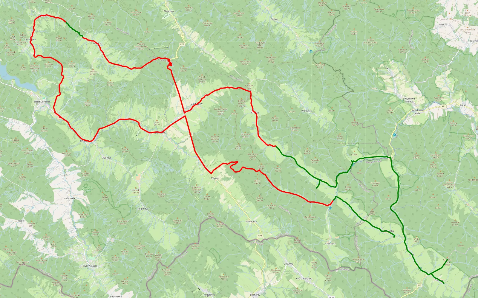 Map of Fyg - 65.3 km offroad trail, Gorlice County