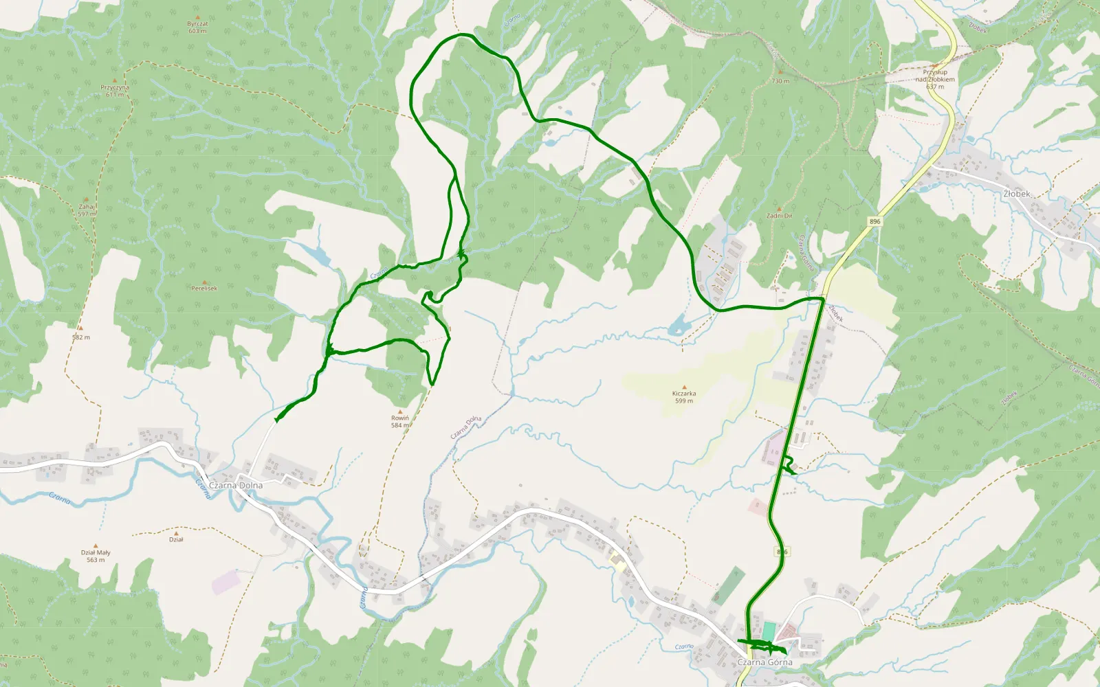 Map of Czarna Górna z Mieciem i Bartkiem - 9.4 km offroad trail, Bieszczady County