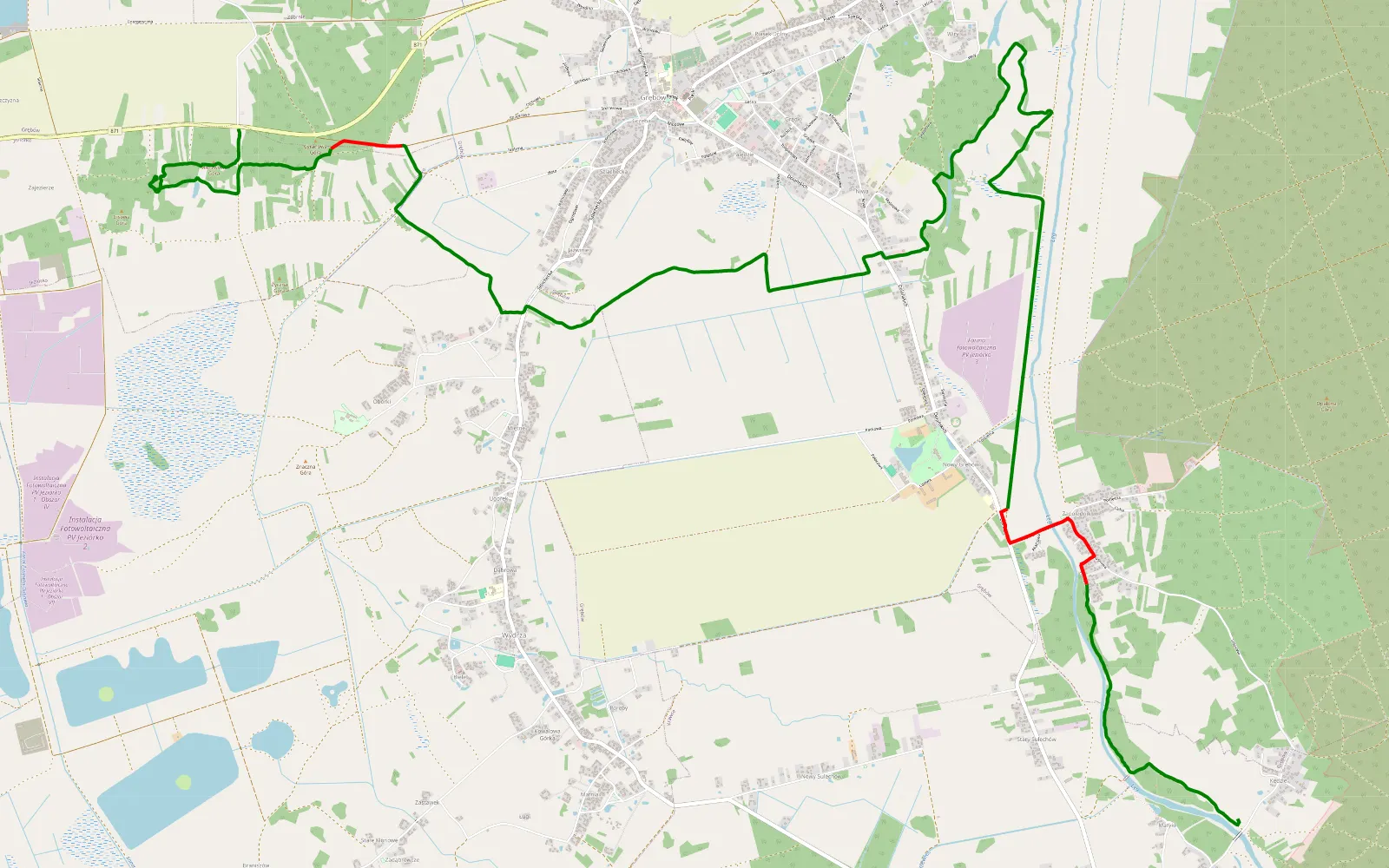 Map of Krawce - Sokół - 15.8 km offroad trail, Tarnobrzeg County