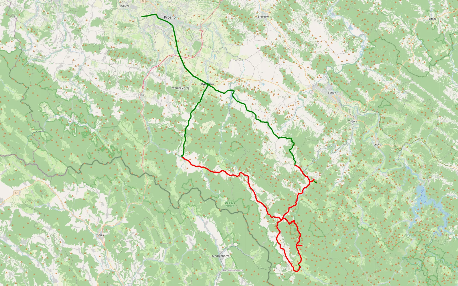 Map of Dobieszyn - Suchodół - 89.5 km offroad trail, Sanok County