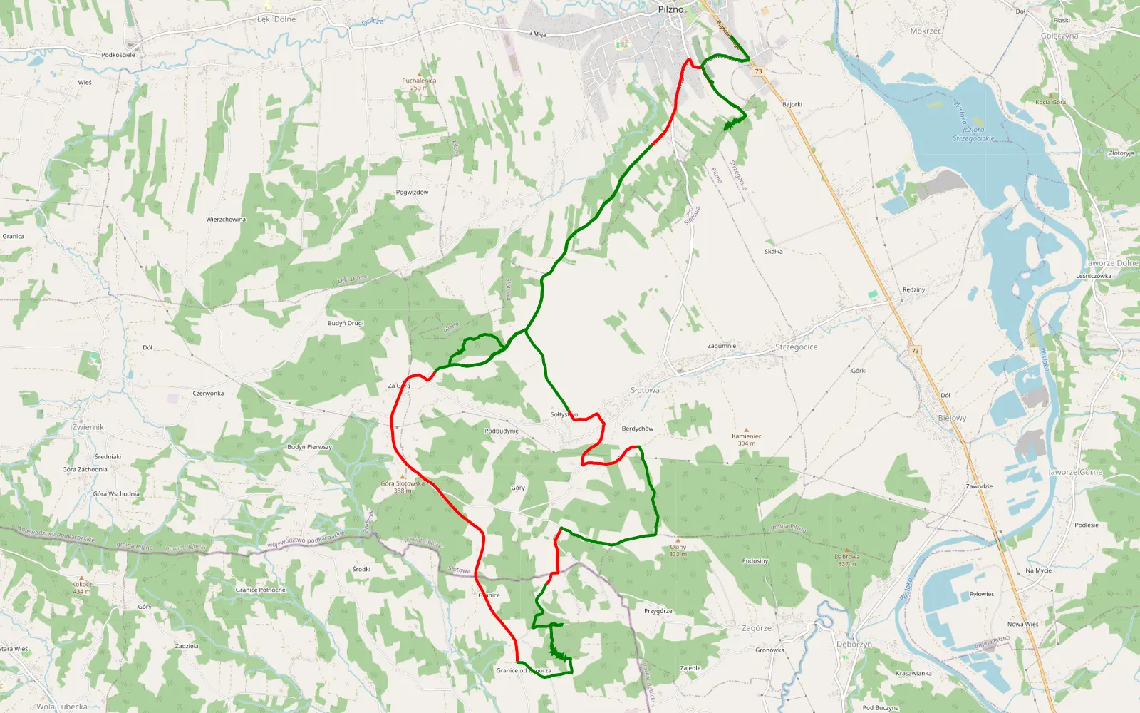 Mapa trasy Pilzno - 24.5 km trasy offroad, Powiat Dębicki