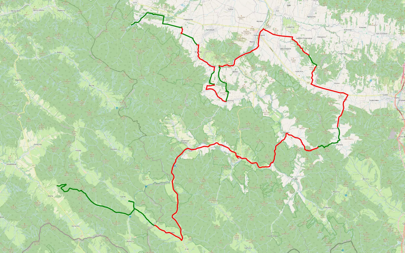 Map of Beskid niski - 72.1 km offroad trail, Jasło County