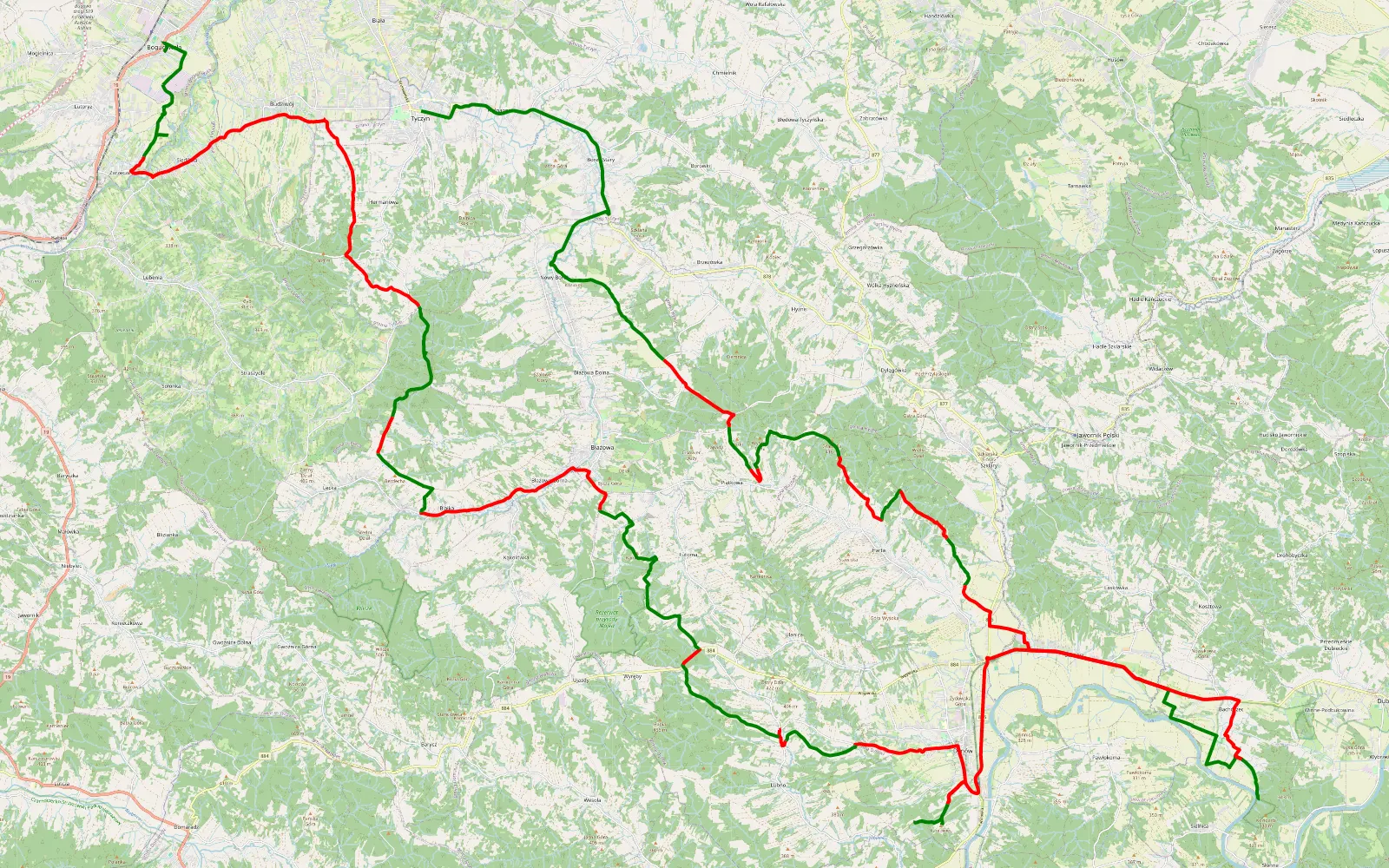 Map of 1 upalanie - 94.7 km offroad trail, Rzeszów County