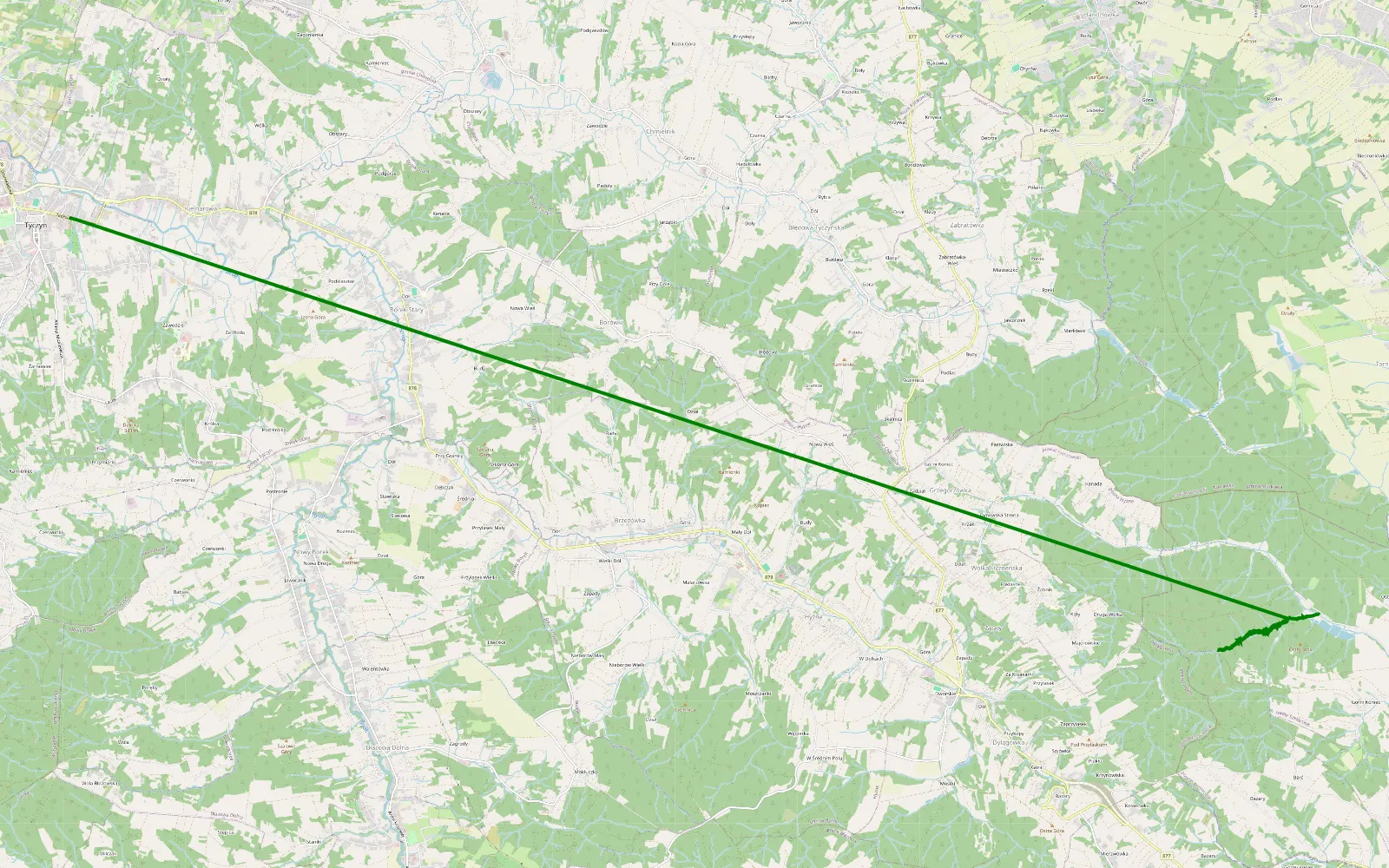 Mapa trasy Tyczyn - 2.6 km trasy offroad, Powiat Przeworski