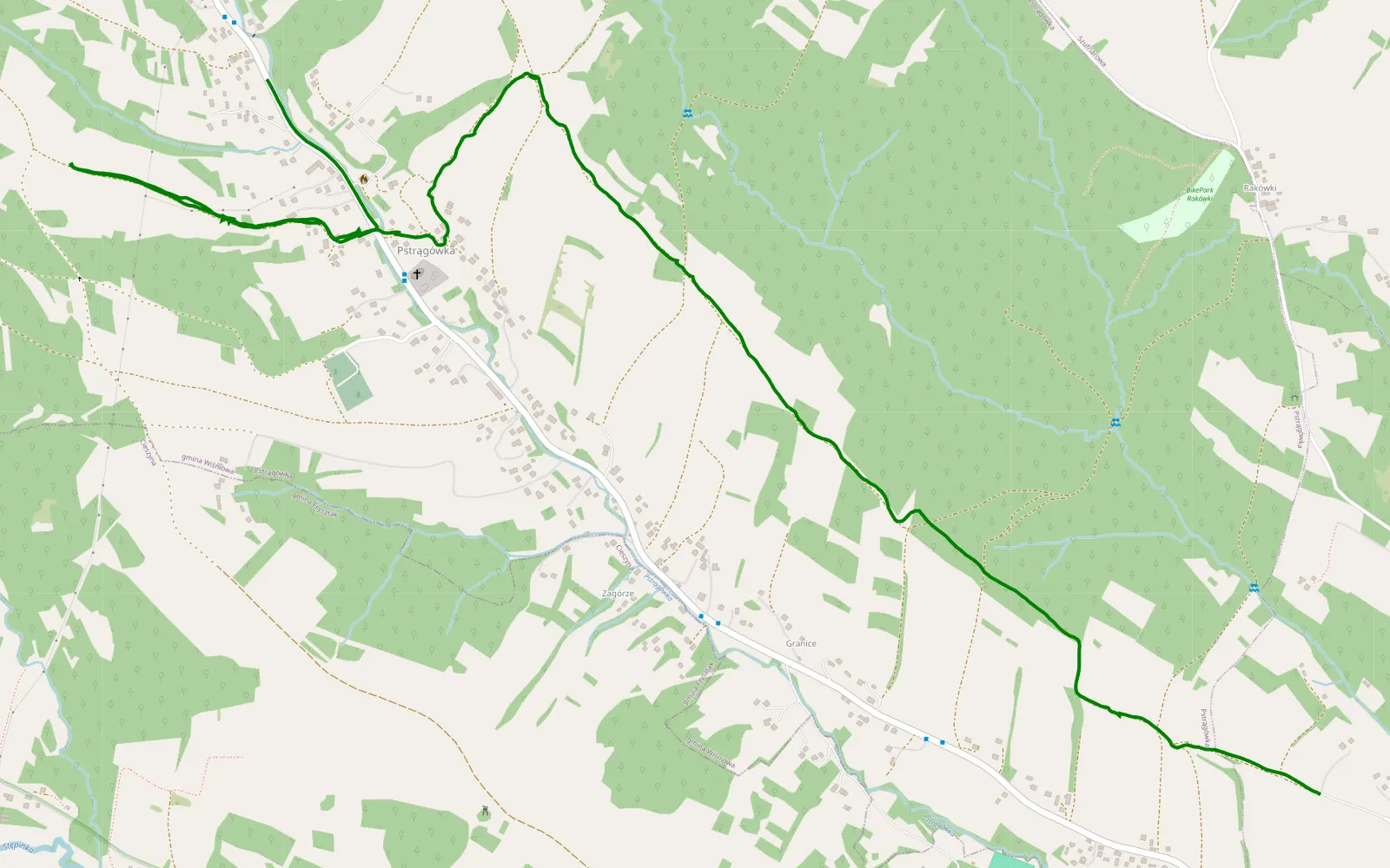 Mapa trasy Wiśniowa - Pstrągówka - 4.7 km trasy offroad, Powiat Strzyżowski