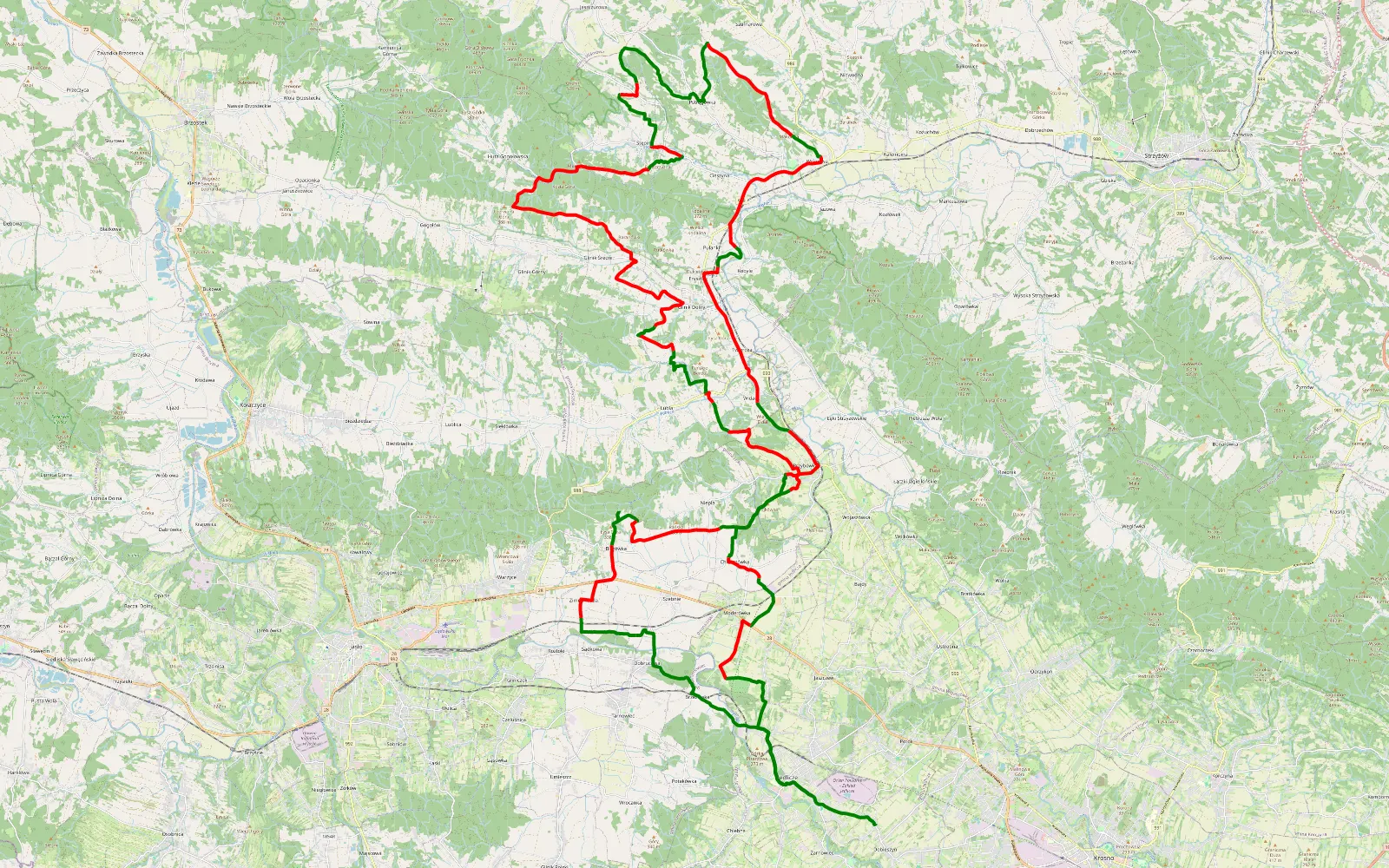 Map of Dobieszyn - Borek - 73.7 km offroad trail, Strzyżów County