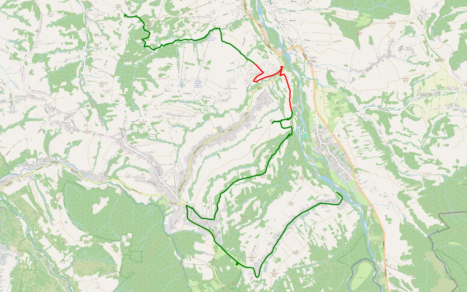 Map of Gliczarów - Jurgów - 11.6 km offroad trail, Tatra County