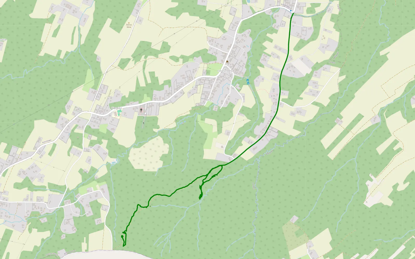 Mapa trasy Cierpisz - 2.7 km trasy offroad, Powiat Łańcucki