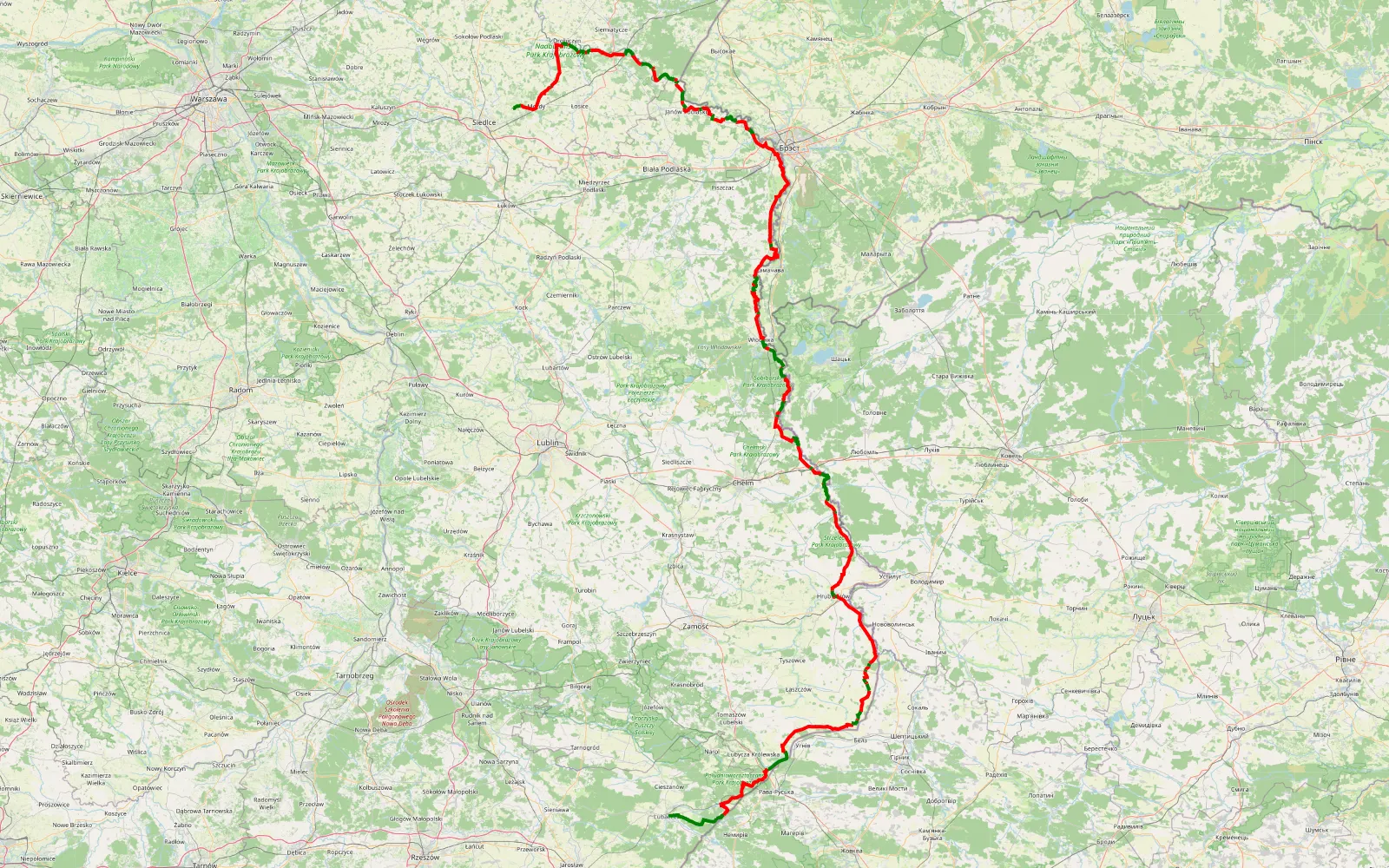 Mapa trasy PLAN.WEEKEND NA WSCHODZIE.cz2 - 452.8 km trasy offroad, Powiat Bialski