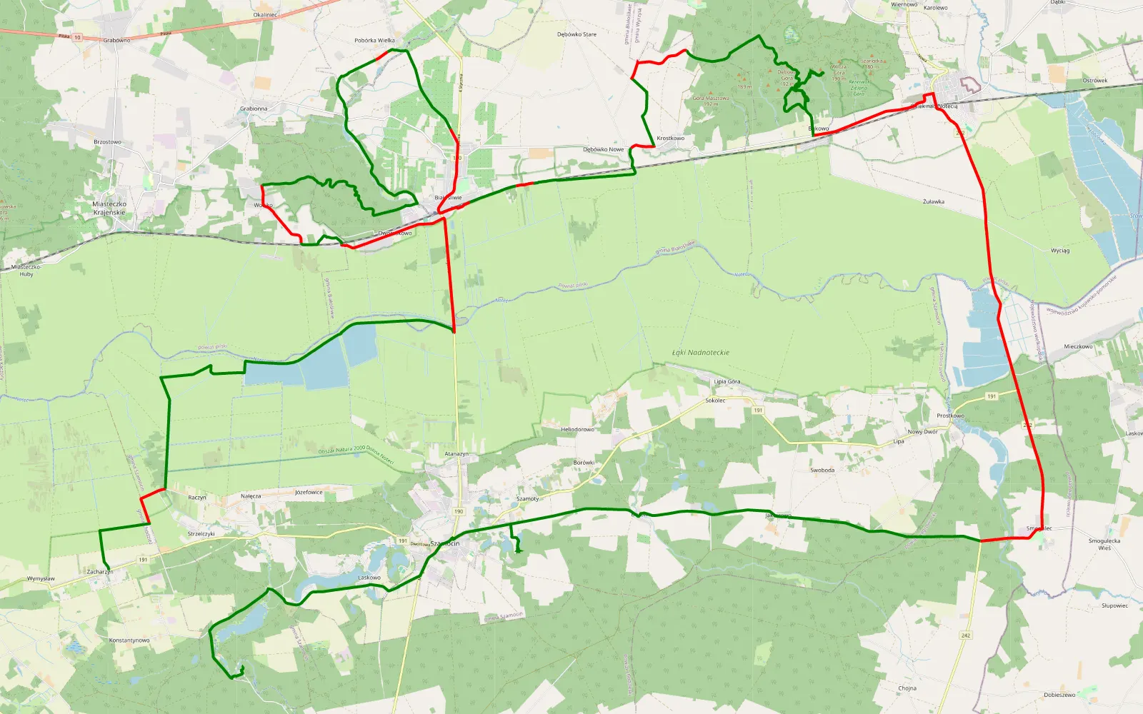 Map of Zacharzyn - Strzelczyki - 73.6 km offroad trail, Piła County