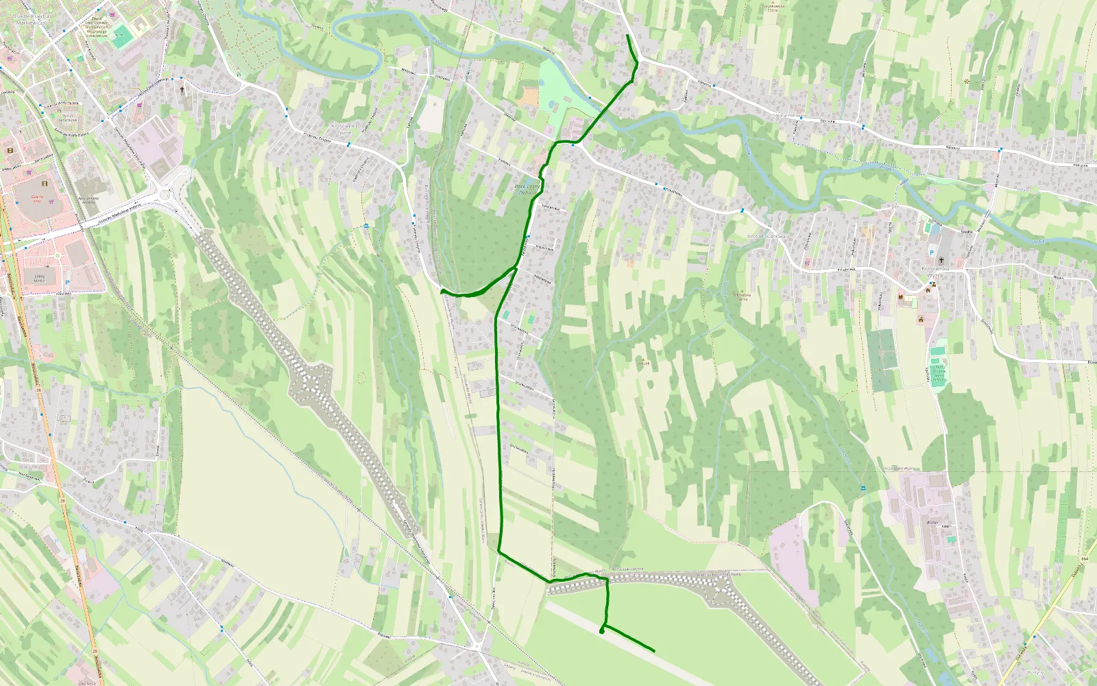 Map of Krościenko Wyżne - Łężany - 1 km offroad trail, Krosno