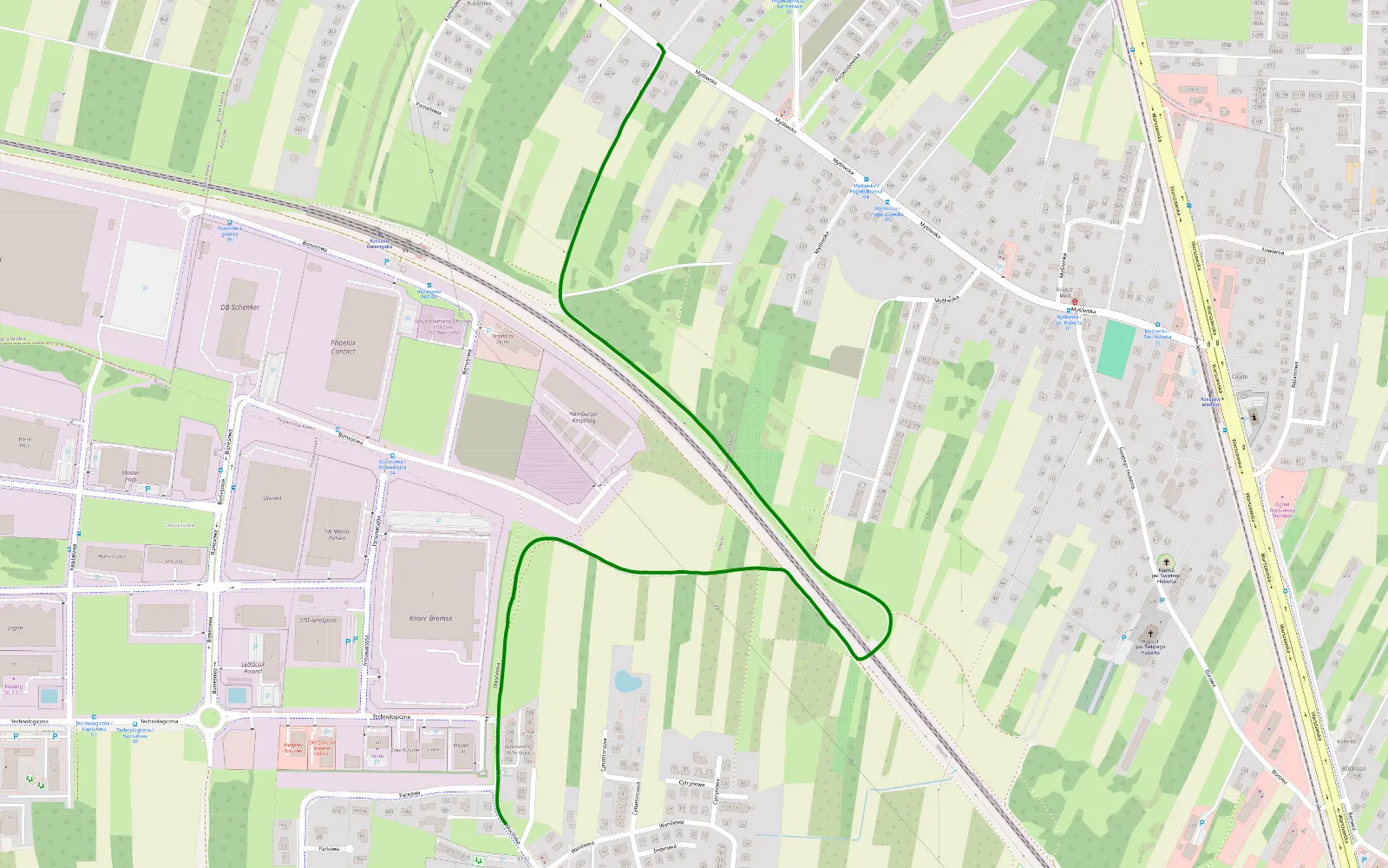Mapa trasy Miłocin - Pogwizdów Nowy - 2.3 km trasy offroad, Rzeszów