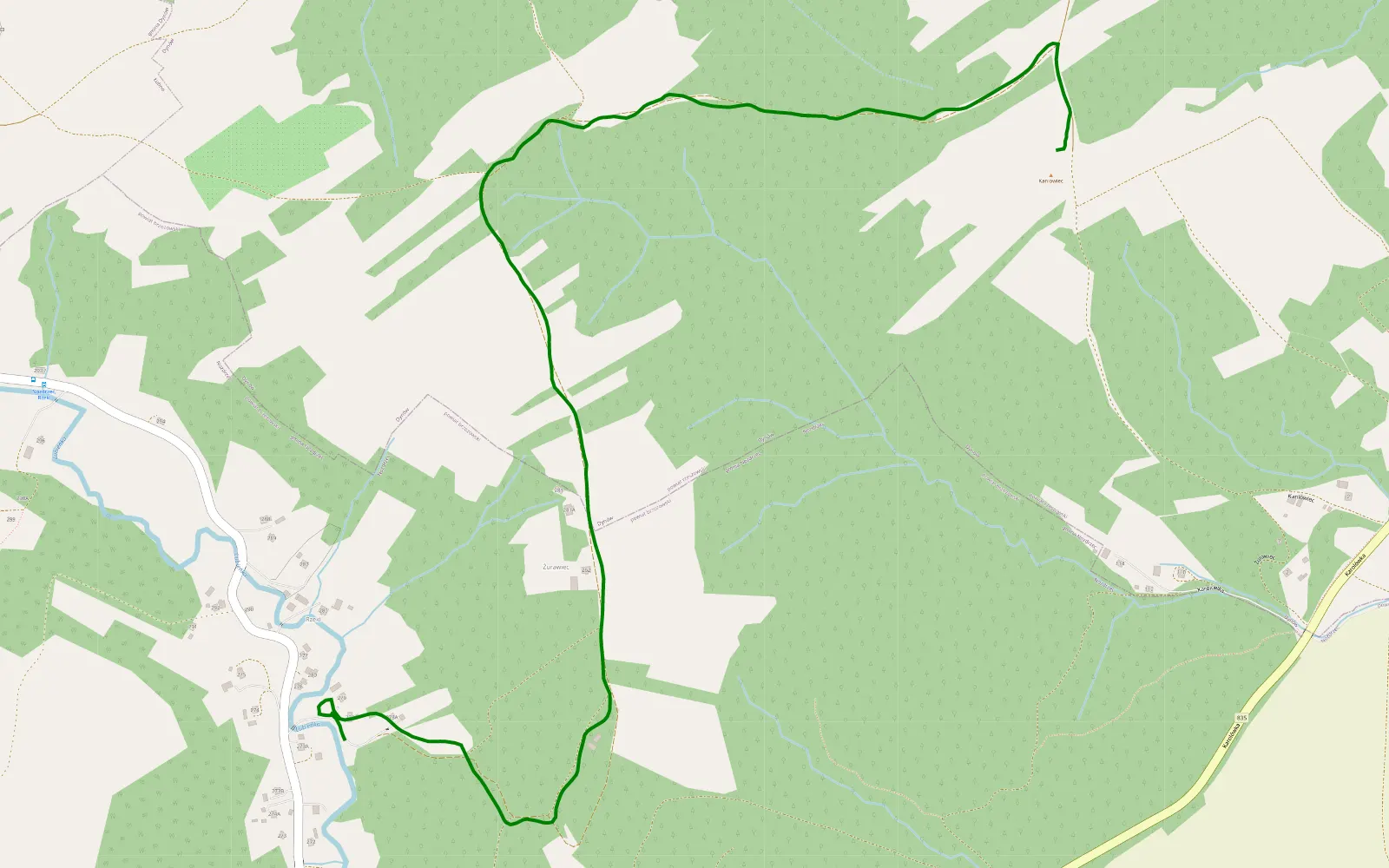 Mapa trasy Krótka - 2.7 km trasy offroad, Powiat Rzeszowski