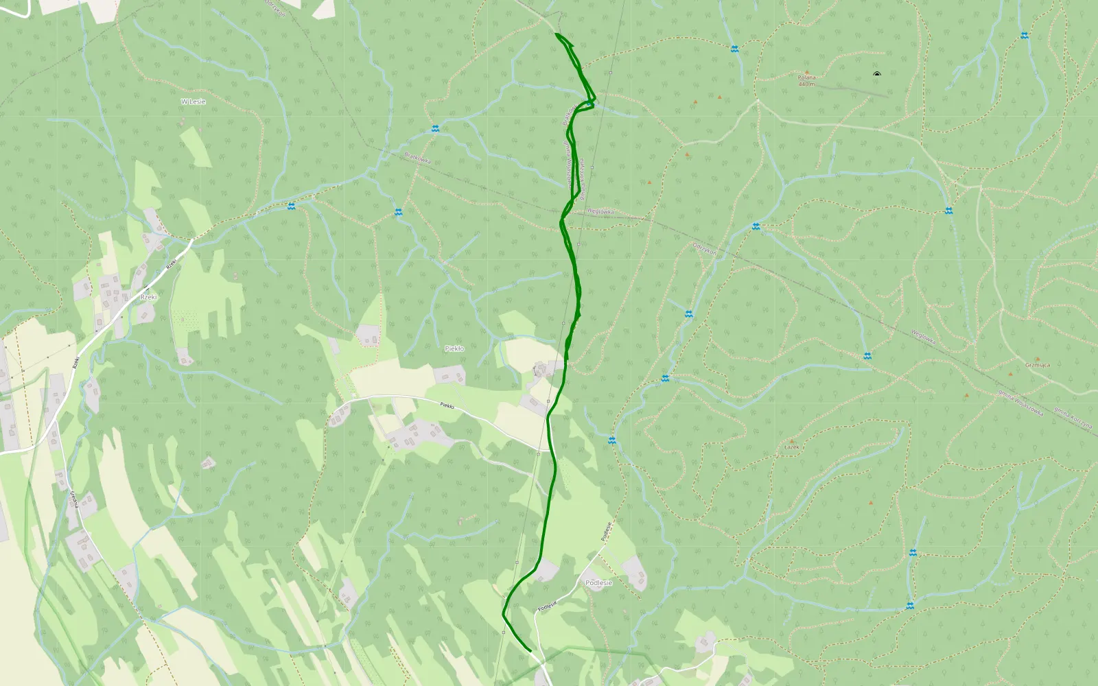 Map of Piekiełko - 2 km offroad trail, Krosno County