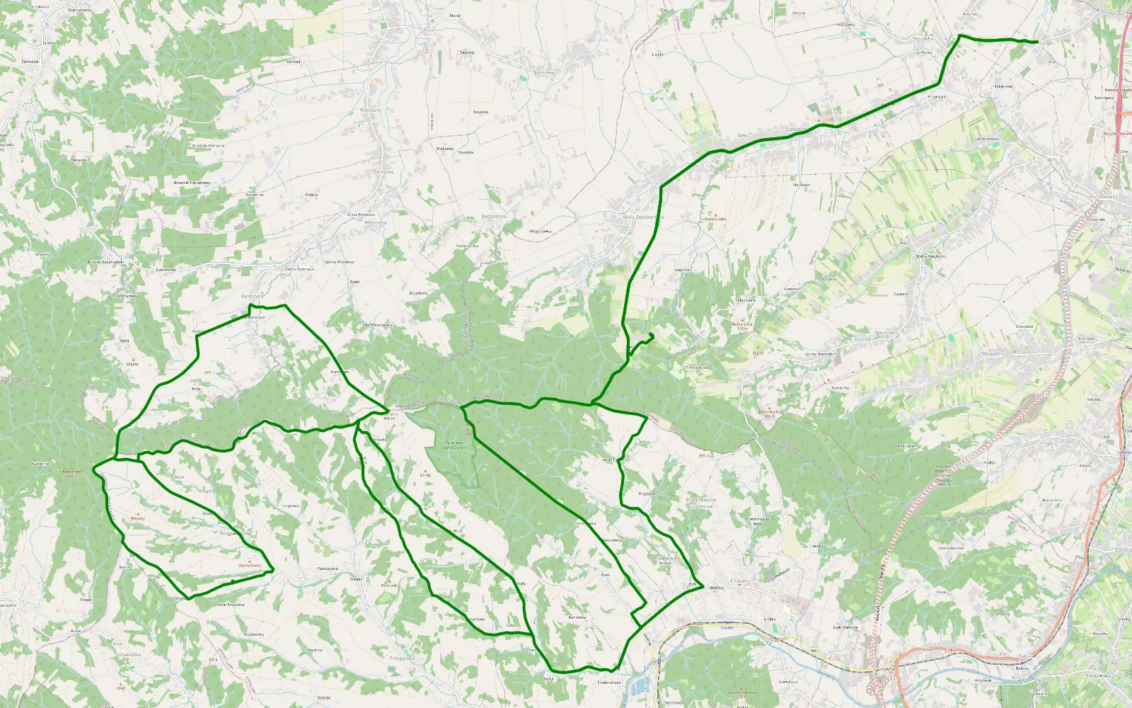 Mapa trasy Siedlisko Janczar. Pogórze Czudeckie - 2.8 km trasy offroad, Powiat Strzyżowski