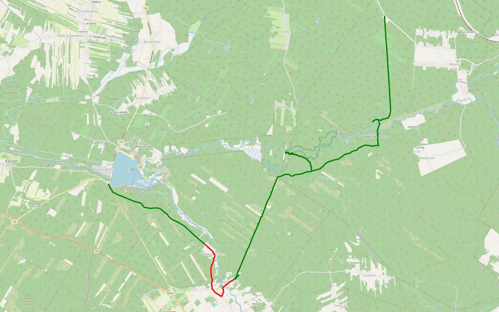 Map of fsg - 16.8 km offroad trail, Końskie County