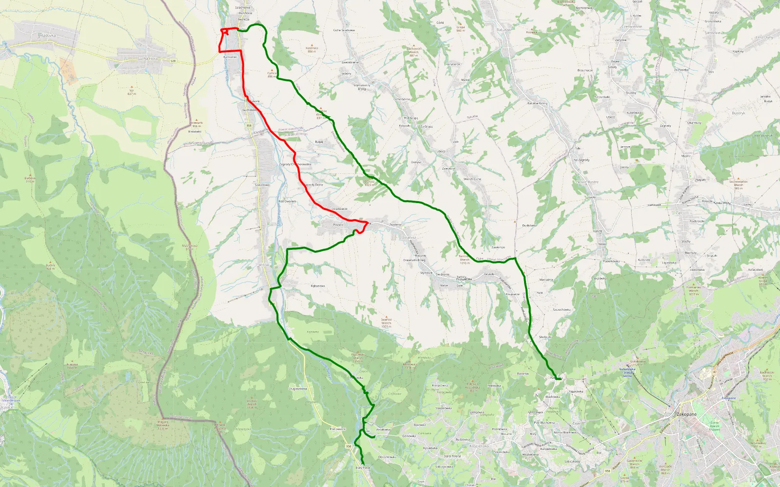 Map of PR podhale - 17.8 km offroad trail, Nowy Targ County