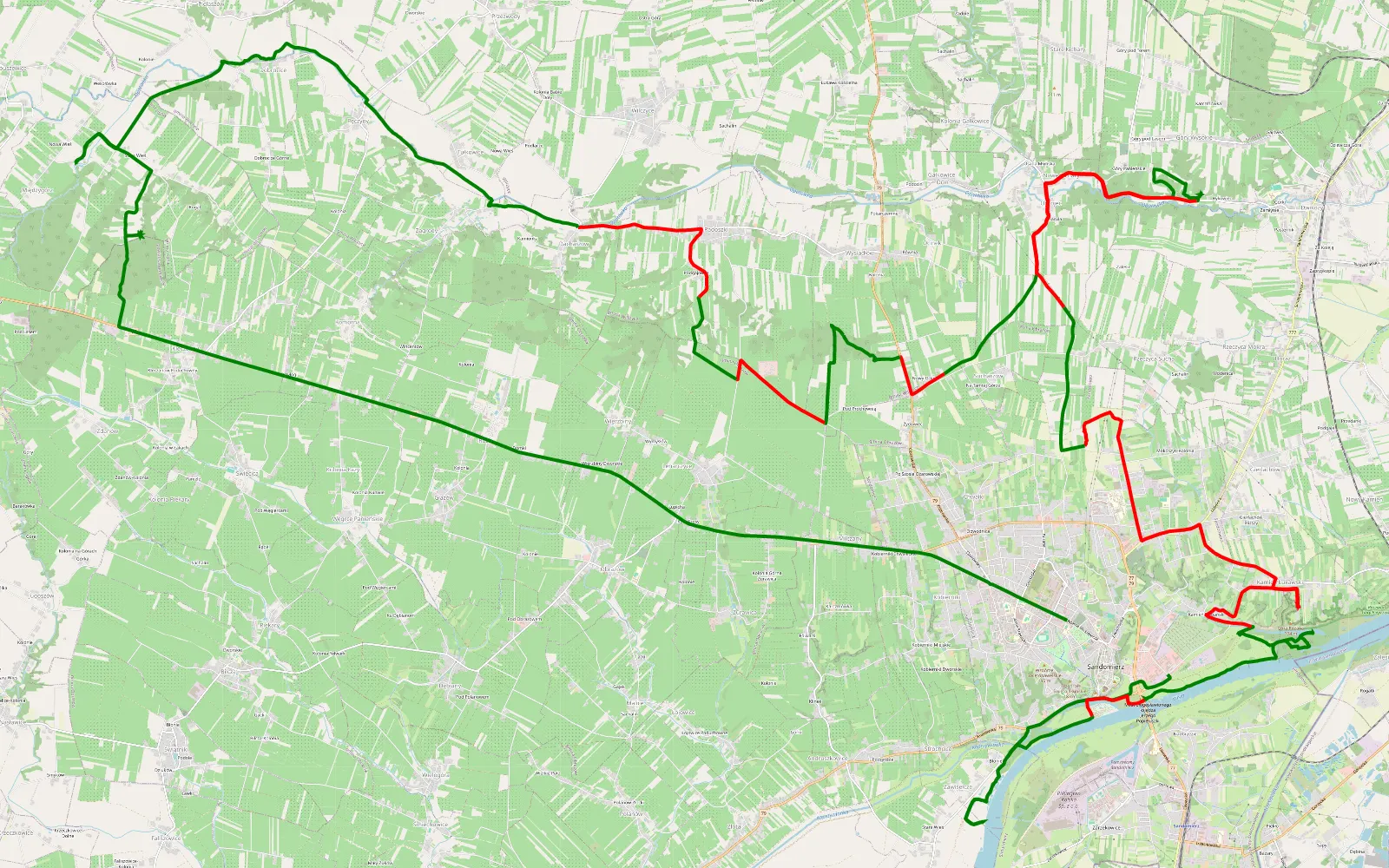 Map of Roztocze - 48.9 km offroad trail, Sandomierz County