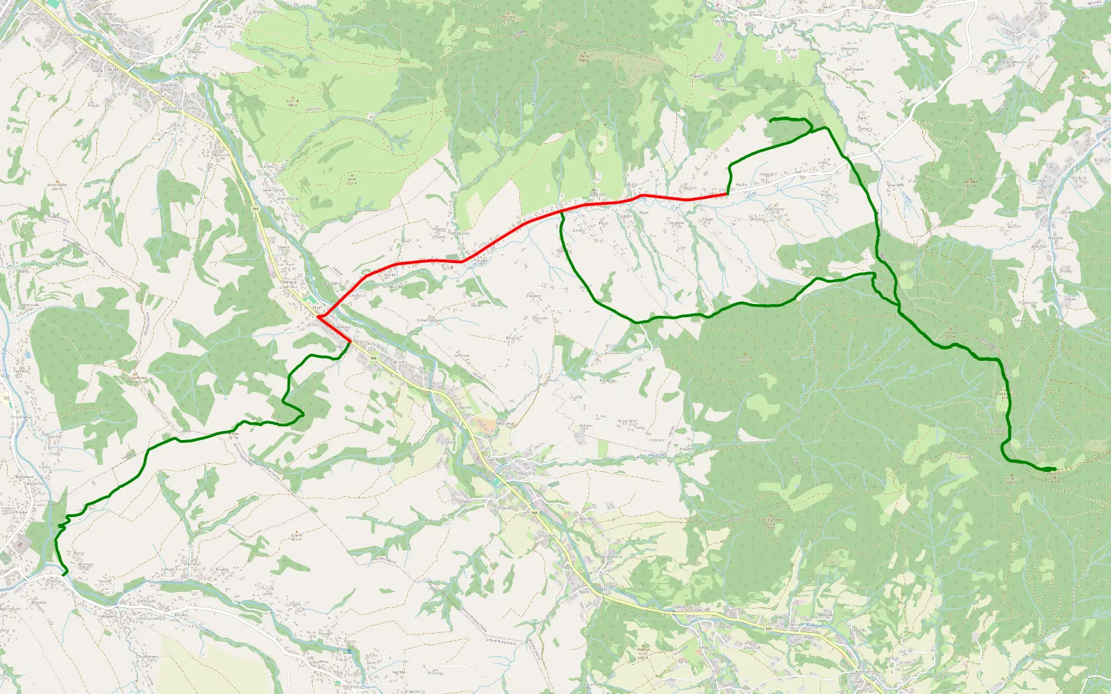 Map of Łętowe - Niedźwiedź - 20.5 km offroad trail, Limanowa County