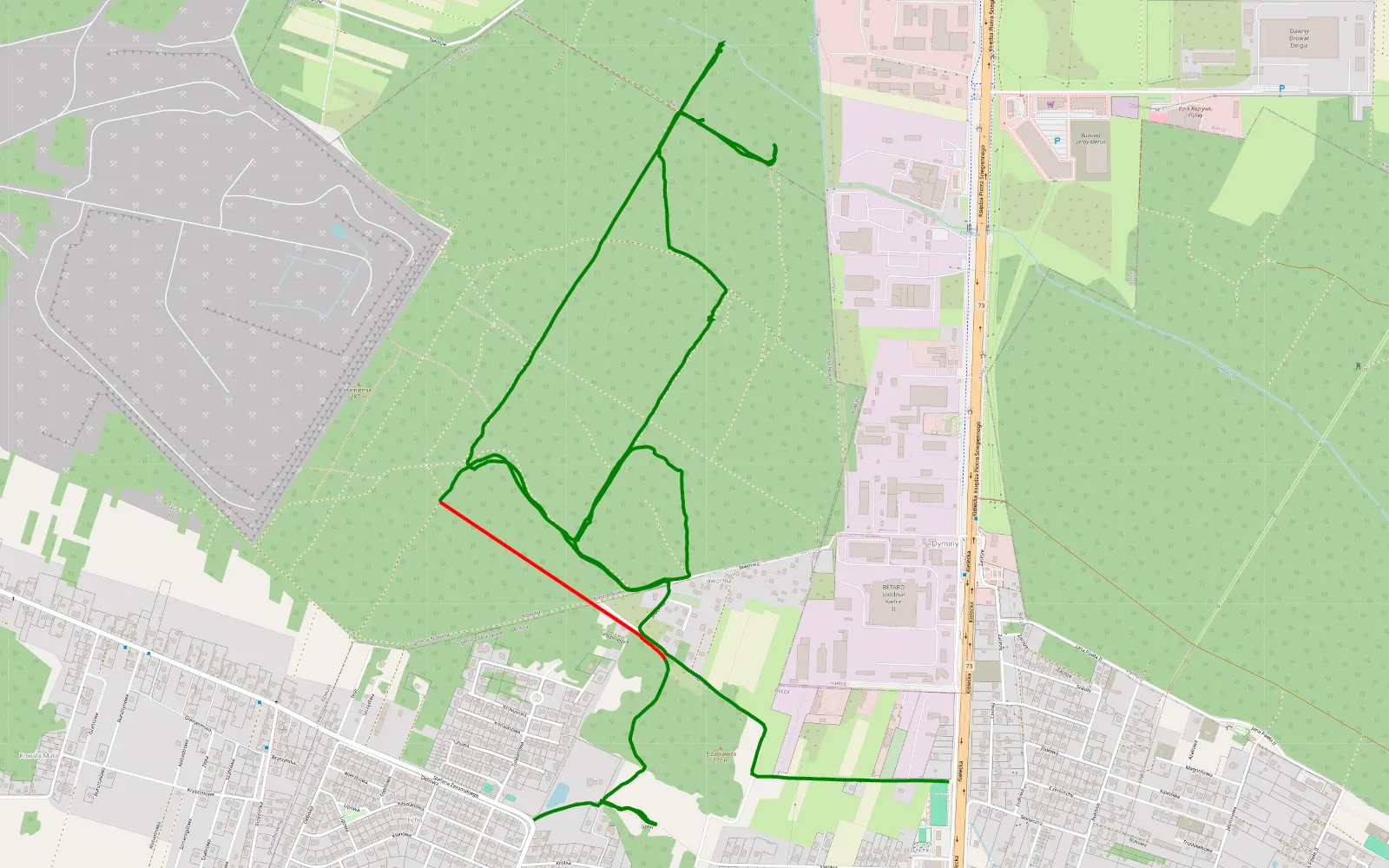 Mapa trasy Bilcza - 7.9 km trasy offroad, Powiat Kielecki
