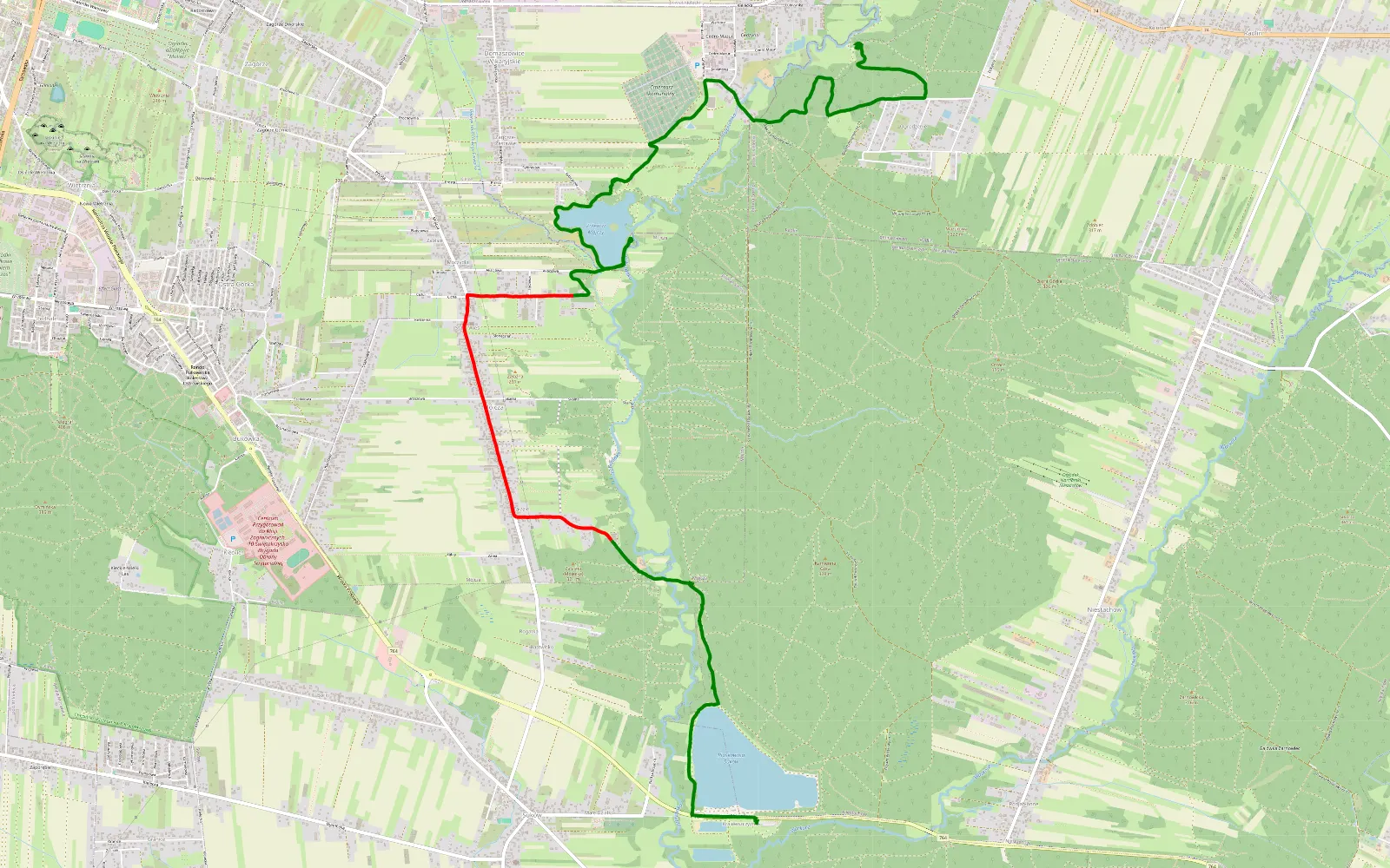 Mapa trasy Suków-Modrzewie - Cedzyna - 12.1 km trasy offroad, Powiat Kielecki