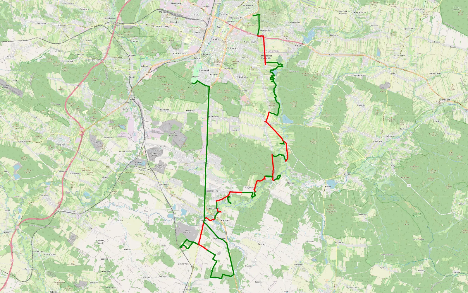 Map of Świętokrzyskie - Baranówek - 49.1 km offroad trail, Kielce County