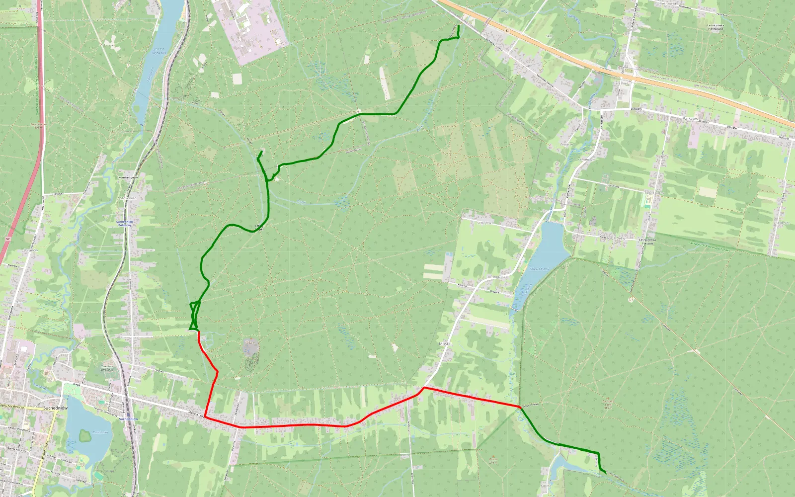 Map of Zakazy - 12.7 km offroad trail, Skarżysko County
