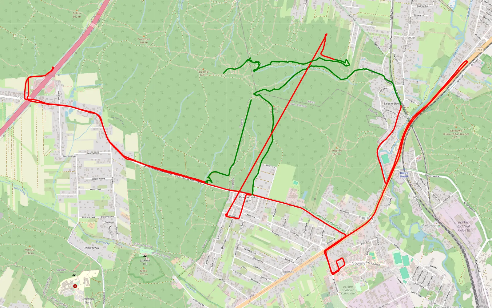 Map of Słowik - 23.1 km offroad trail, Kielce County