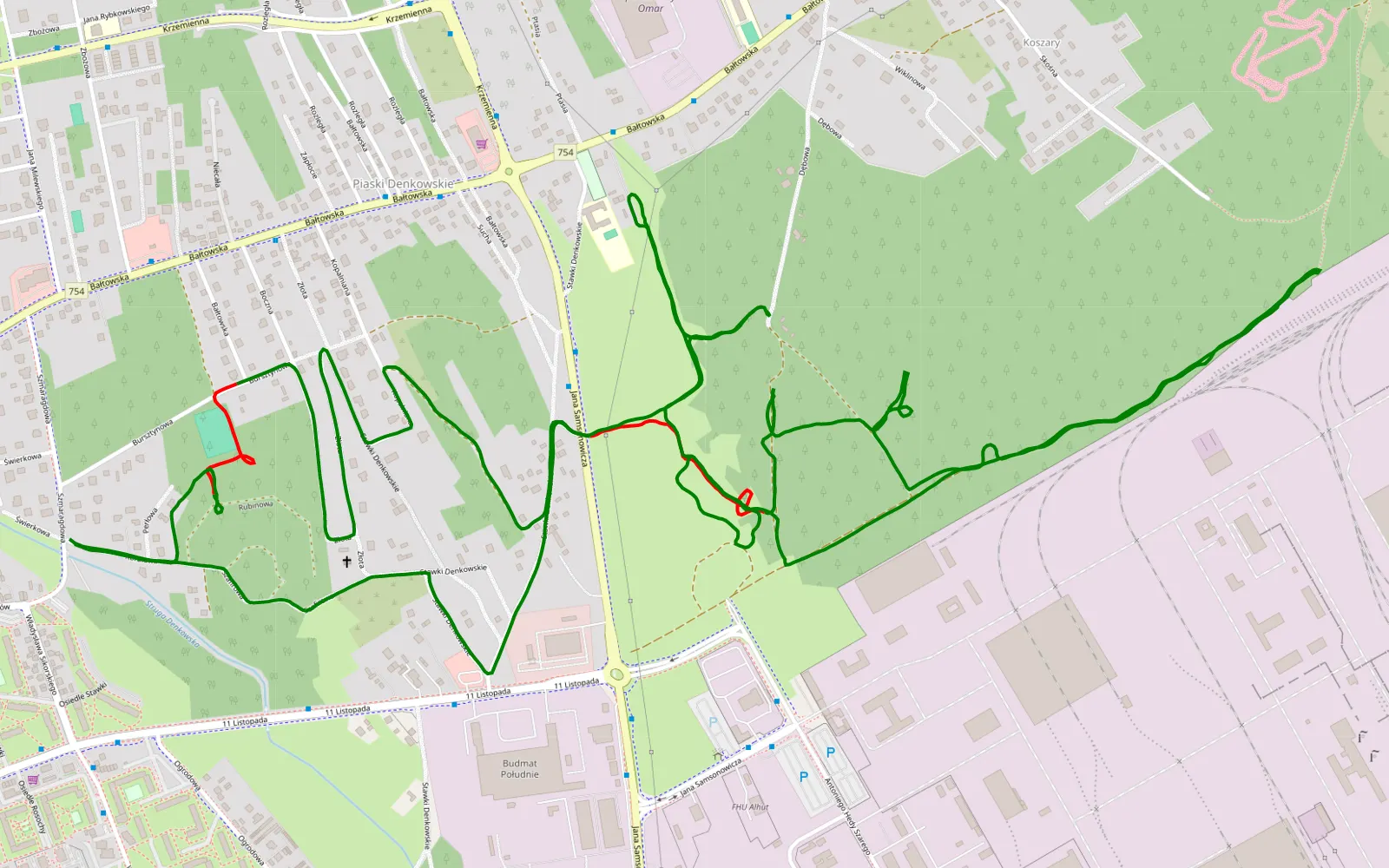 Mapa trasy Za domem - 9.9 km trasy offroad, Powiat Ostrowiecki