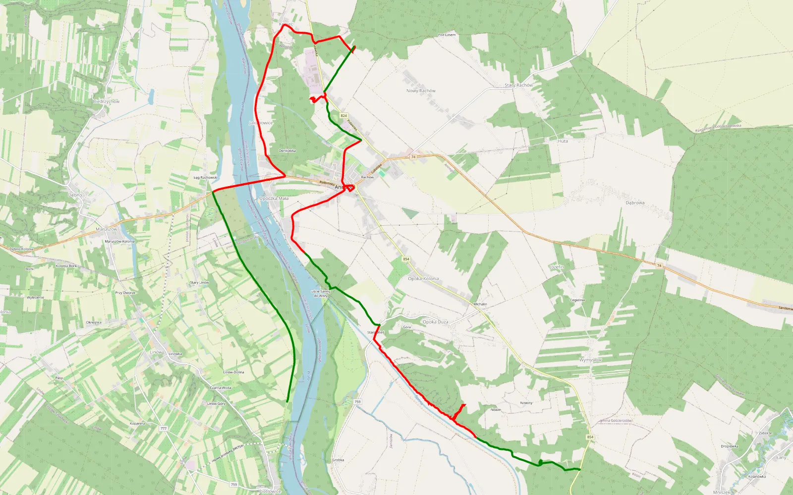 Mapa trasy Wośp 22 - 24.3 km trasy offroad, Powiat Kraśnicki