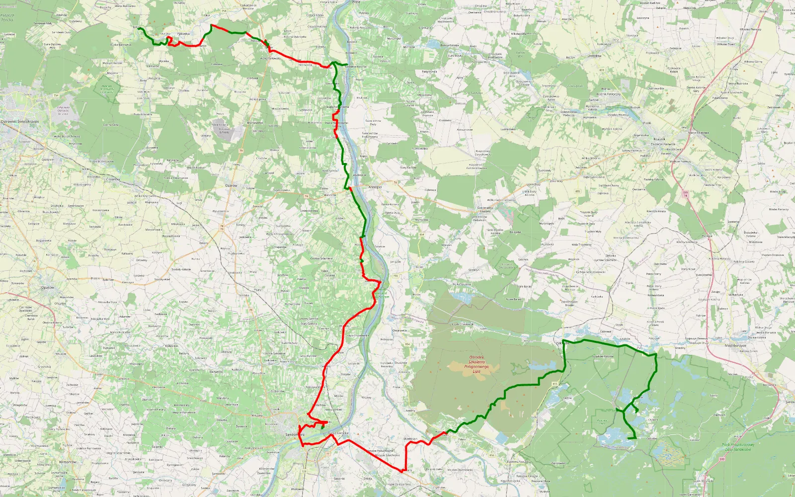Mapa trasy Wakacje 2022.3 - 113.4 km trasy offroad, Powiat Opatowski