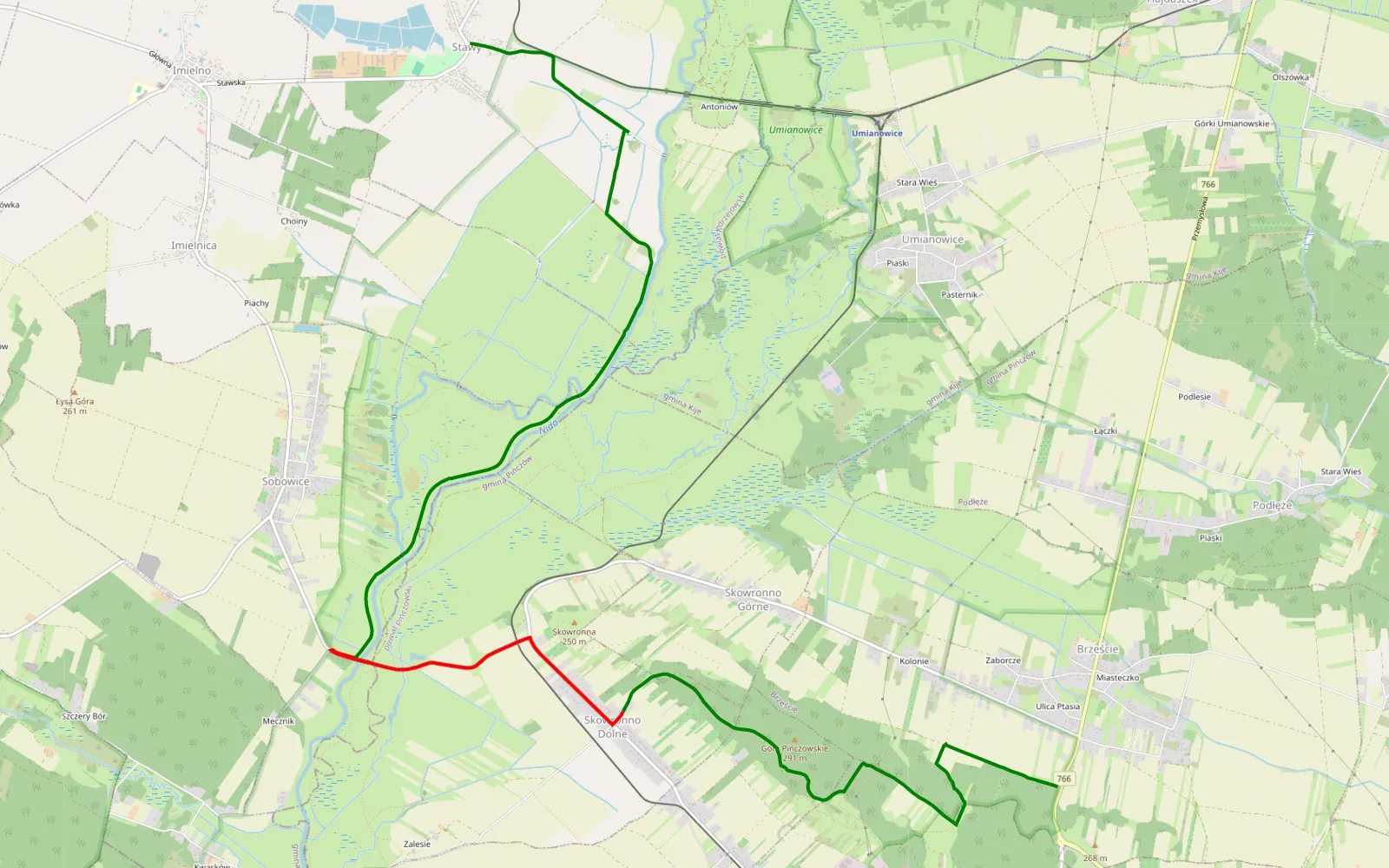 Mapa trasy Cz. 2 - 12.7 km trasy offroad, Powiat Pińczowski