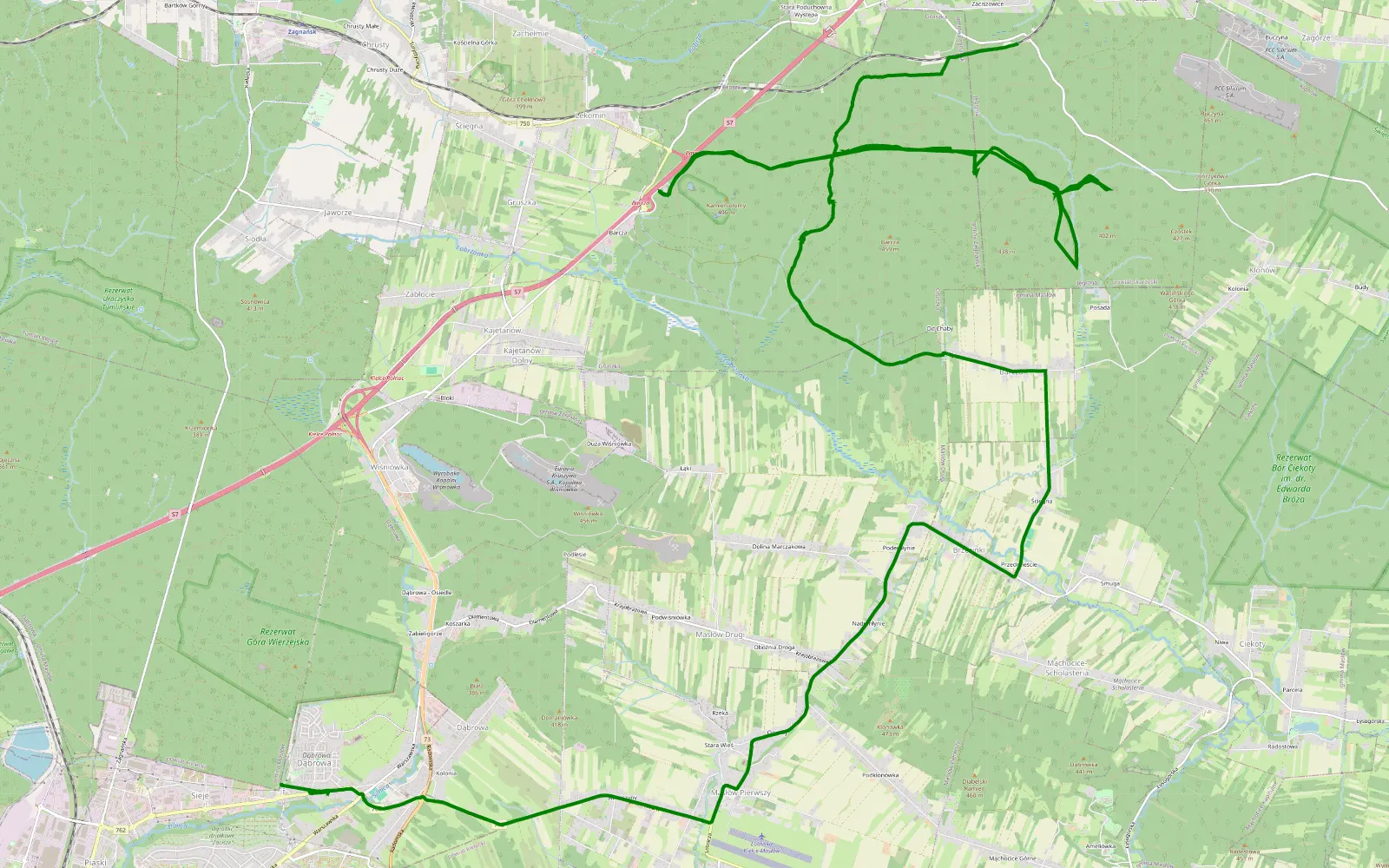 Map of Jęgrzna - Sieje - 19.4 km offroad trail, Kielce County