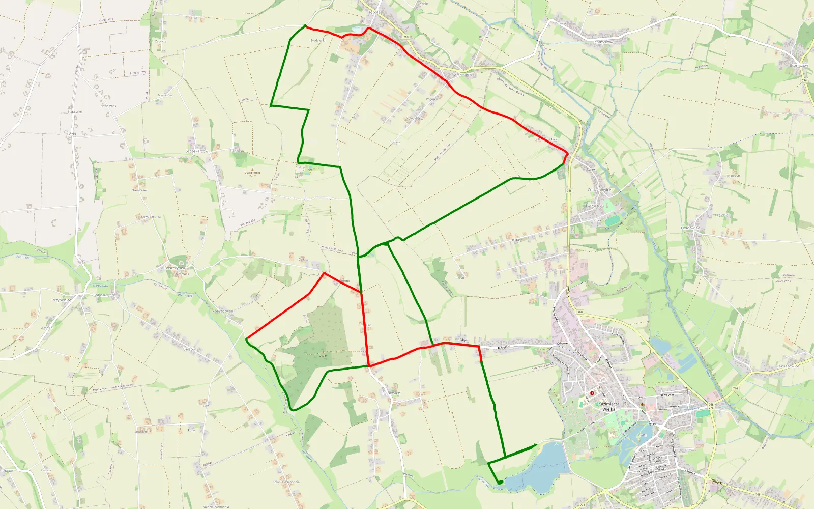 Mapa trasy WOŚP 2025 Waza 4x4 OS i TRASA - 20.4 km trasy offroad, Powiat Kazimierski