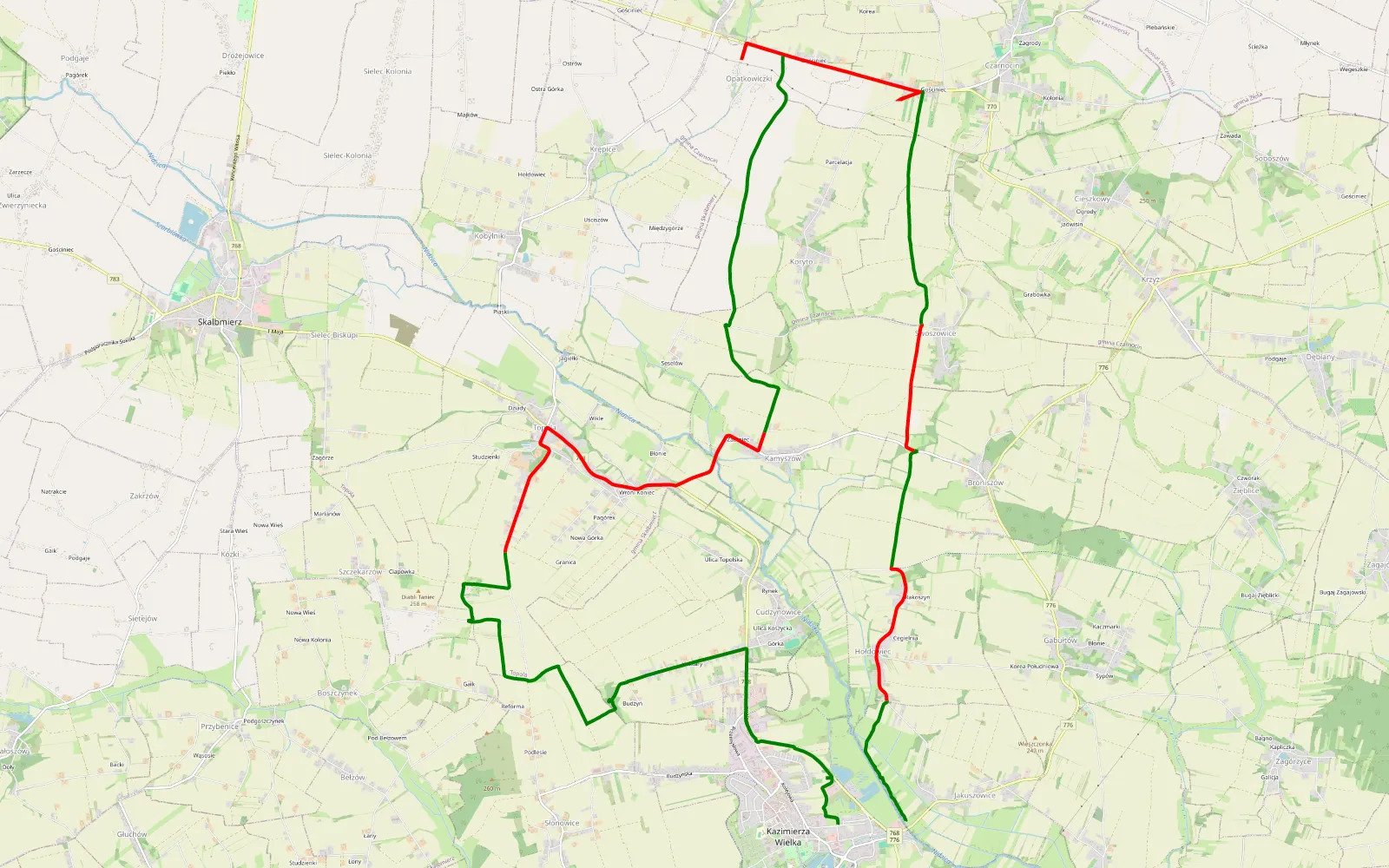 Mapa trasy Trasa turystyczna - 25.2 km trasy offroad, Powiat Kazimierski