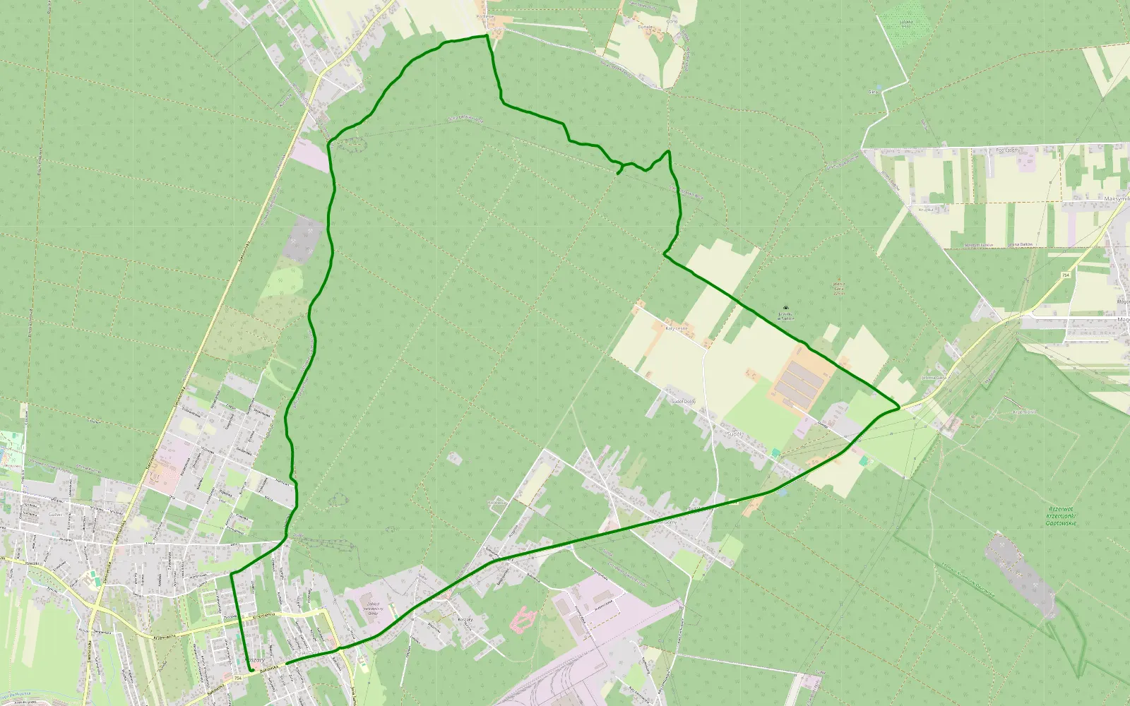Mapa trasy Koszary - 9.3 km trasy offroad, Powiat Ostrowiecki