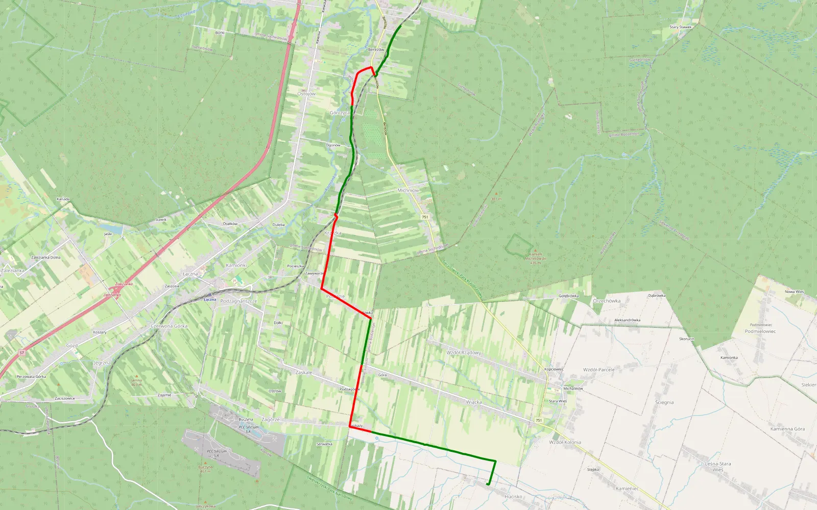 Map of Suchedniów Hucisko - 10.3 km offroad trail, Skarżysko County