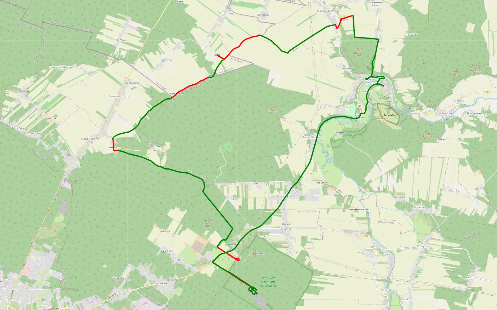 Map of Bałtów kamieniołom nr 3 - 21.4 km offroad trail, Ostrowiec County