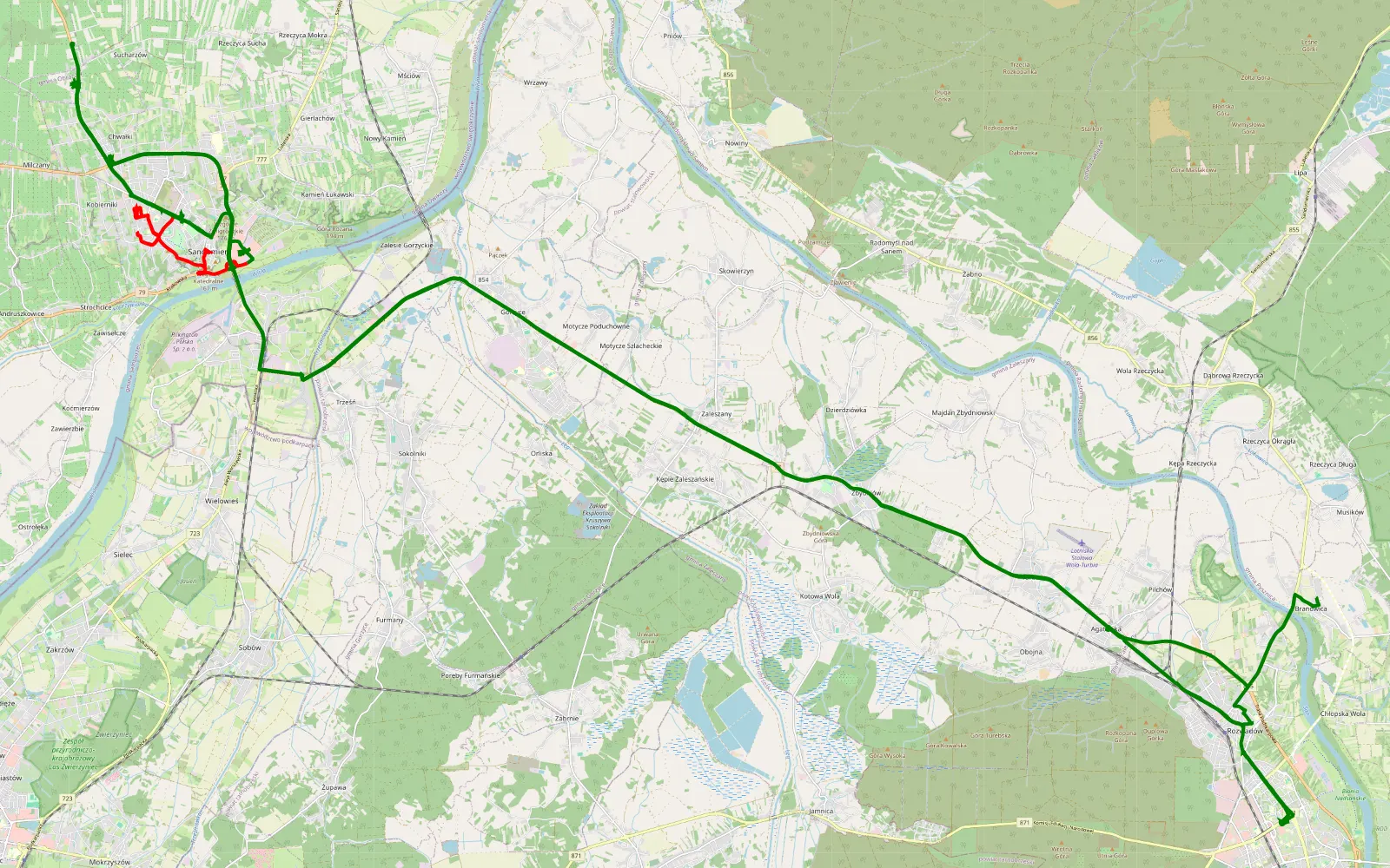 Map of Chwałki - 10.1 km offroad trail, Sandomierz County
