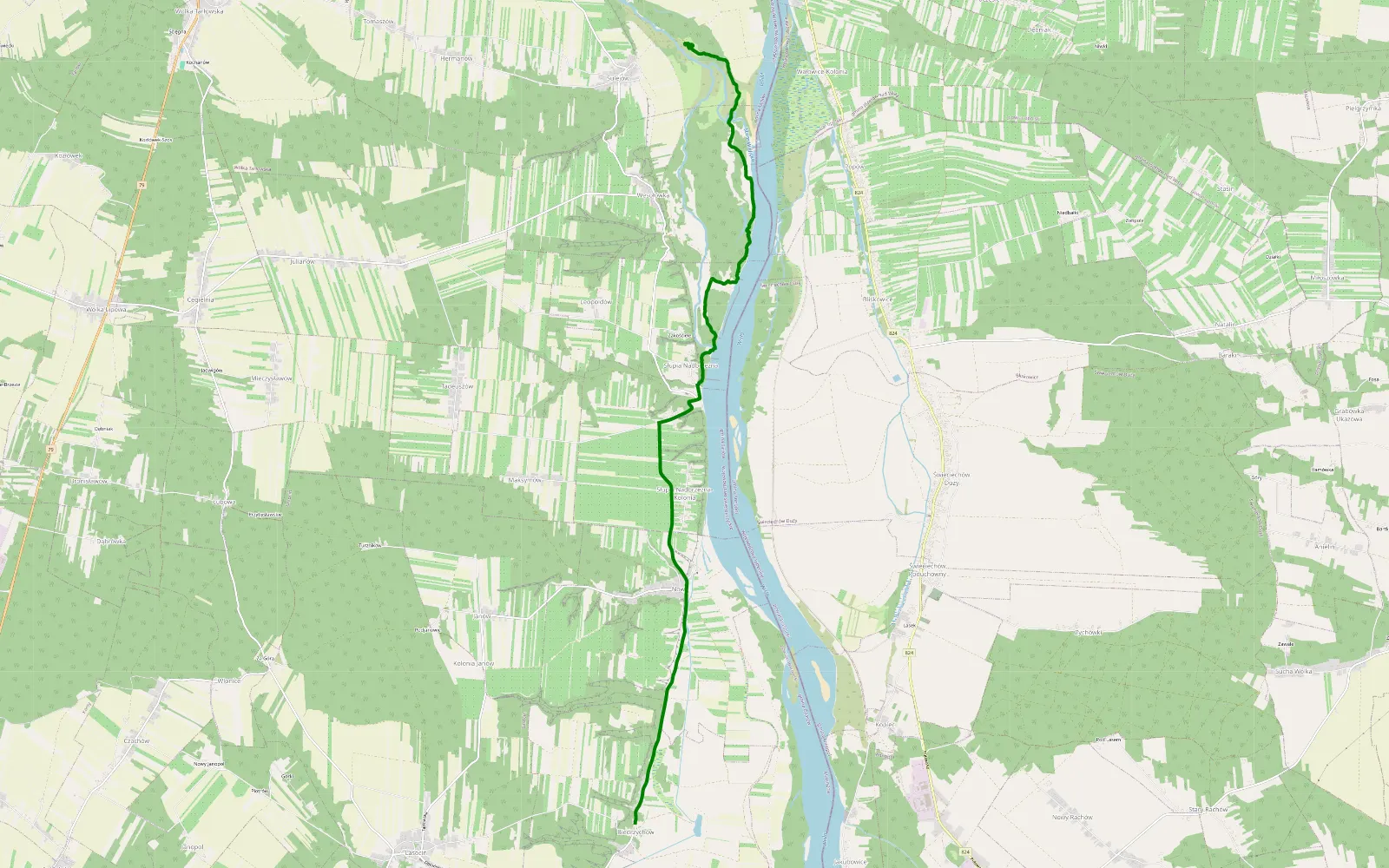 Map of Biedrzychów - Sulejów - 4.7 km offroad trail, Opatów County